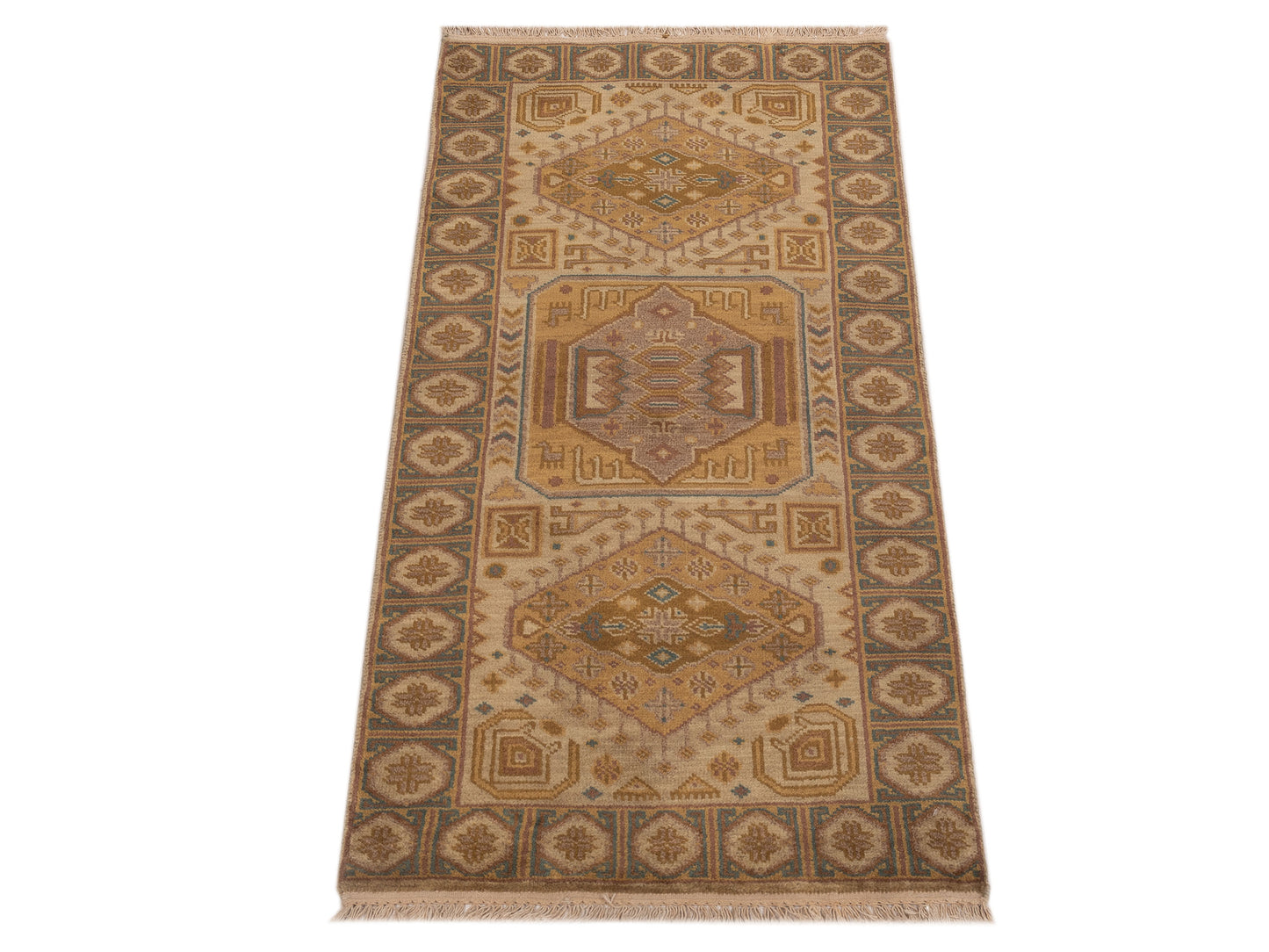 Lilac 103204 Beige Brown 2.3x4.6 Hand Knotted Rug