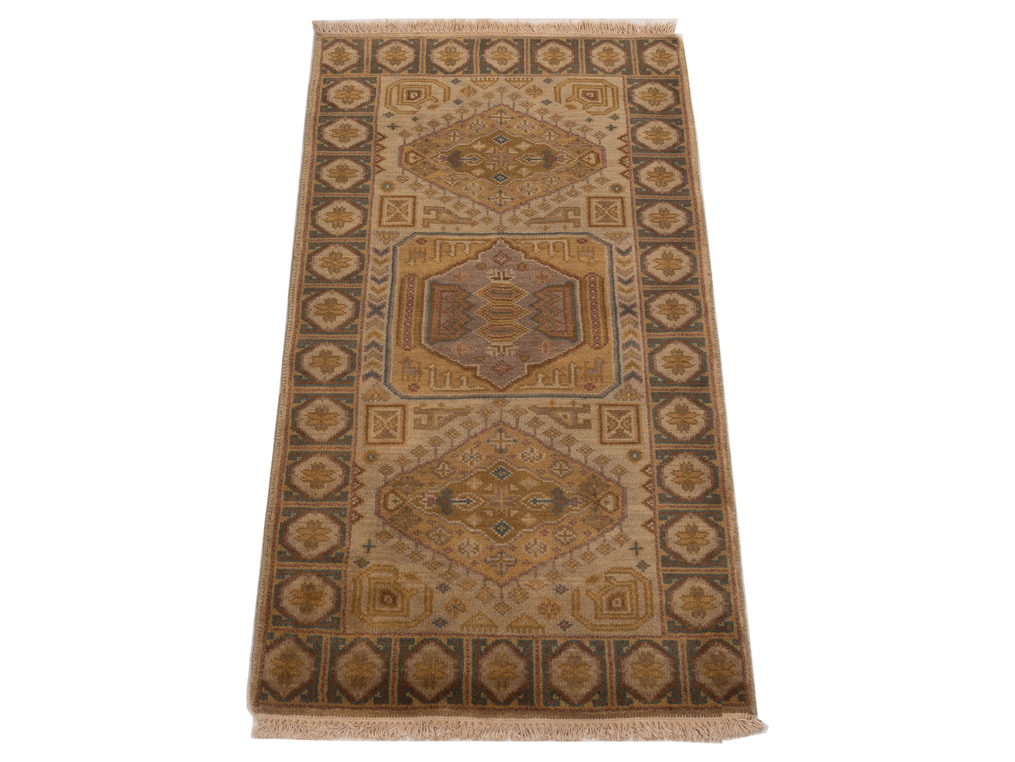 Lilac 103207 Beige Brown 2.3x4.6 Hand Knotted Rug