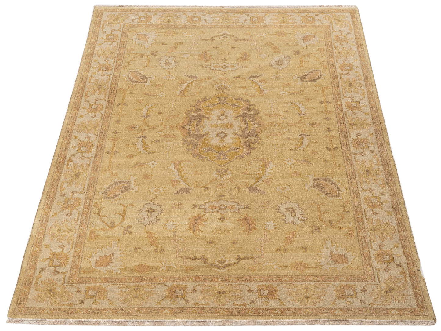 Lilac 103317 Gold Ivory 5.8x7.10 Hand Knotted Rug