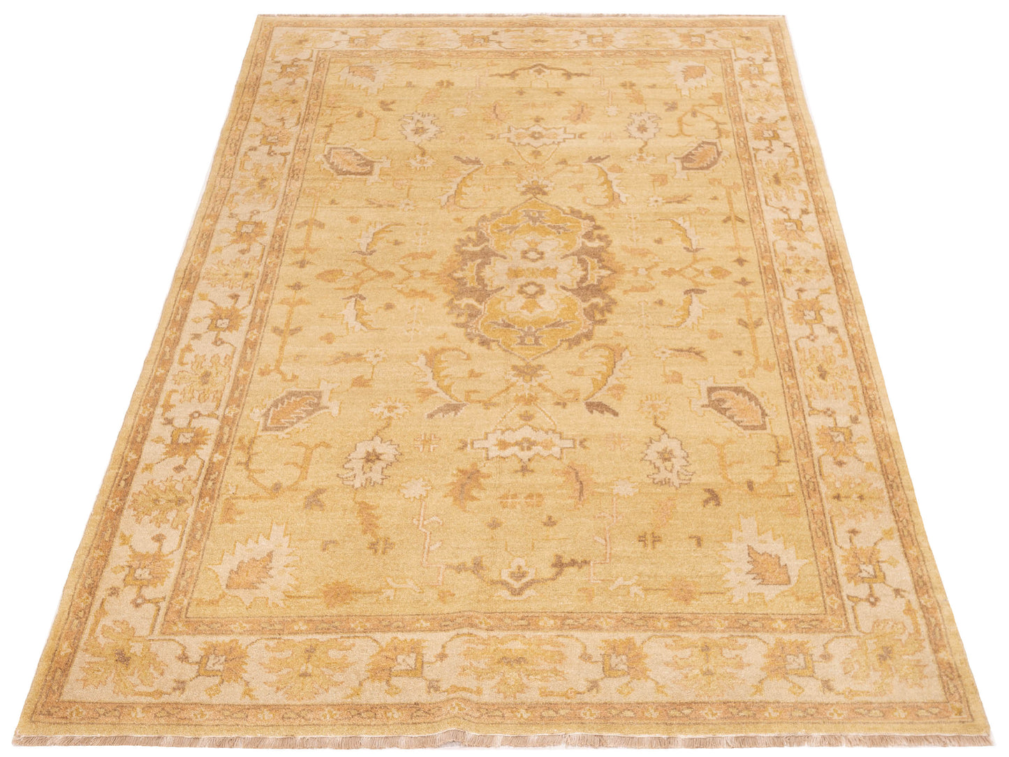 Lilac 103319 Yellow Ivory 5.9x8 Hand Knotted Rug
