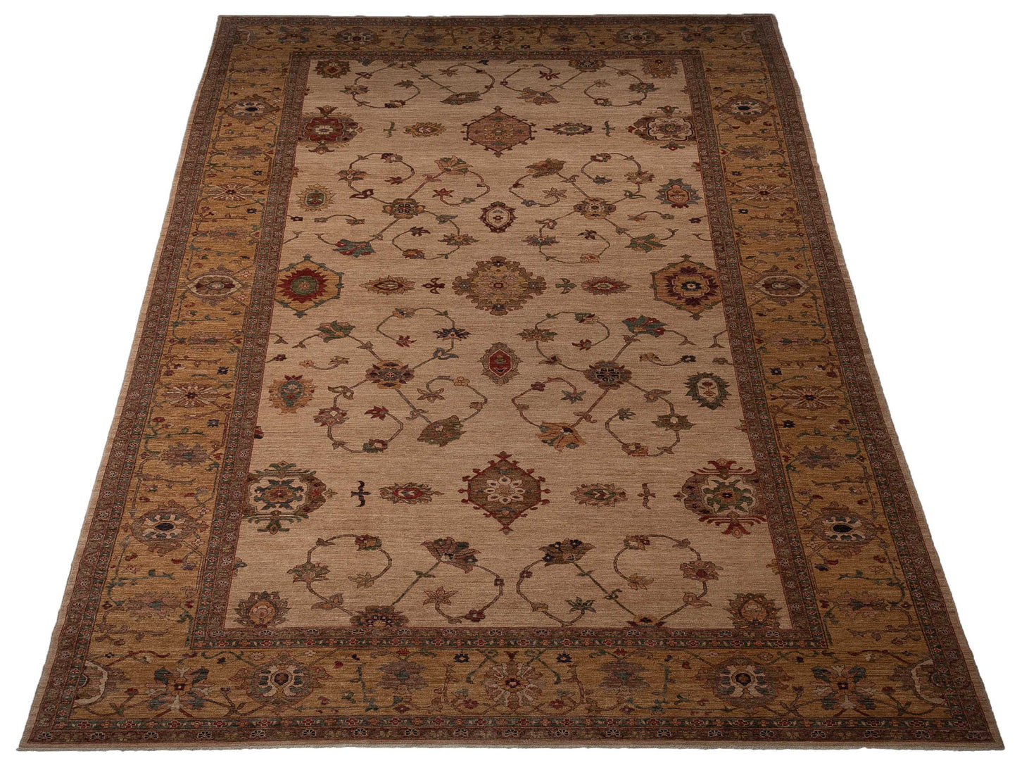 Elvan Tansu Ivory Gold 11x20 Hand Knotted Rug