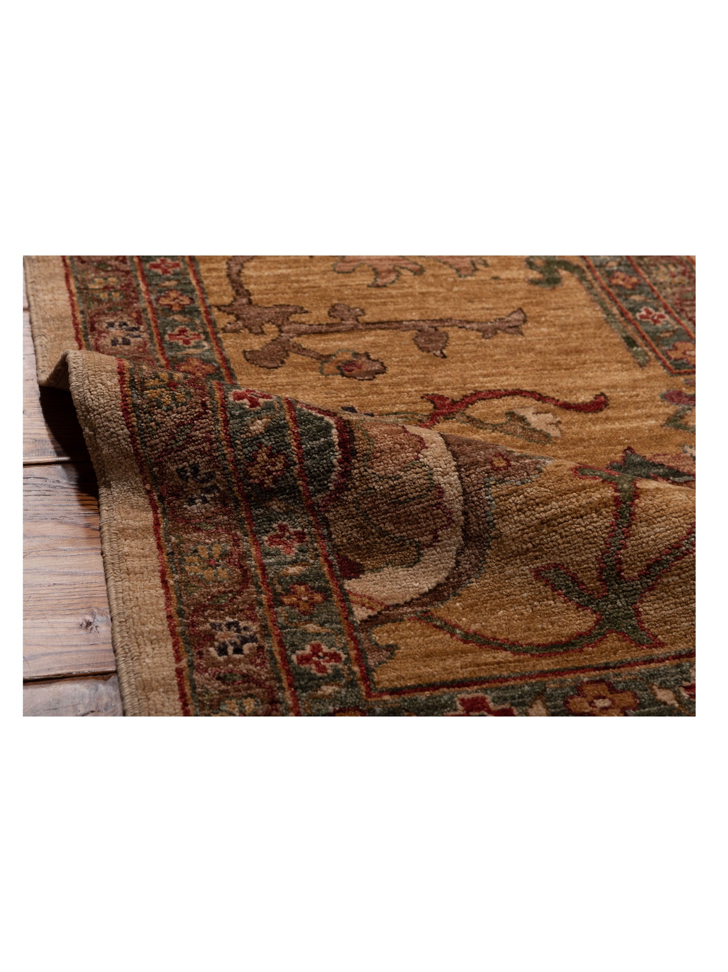 Elvan Tansu Ivory Gold 11x20 Hand Knotted Rug