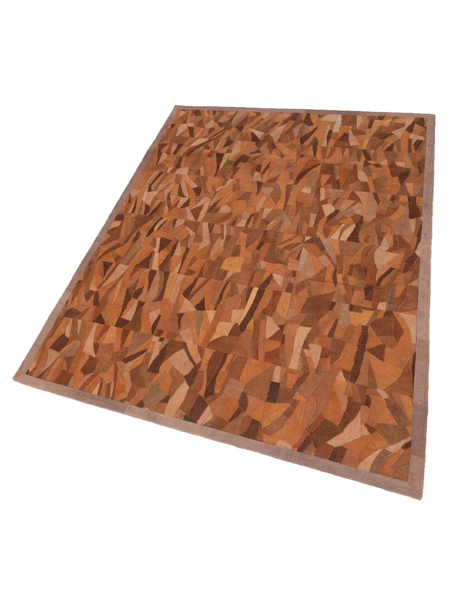 Leather 103673 Brown Brown 6x9 Hand Woven Rug
