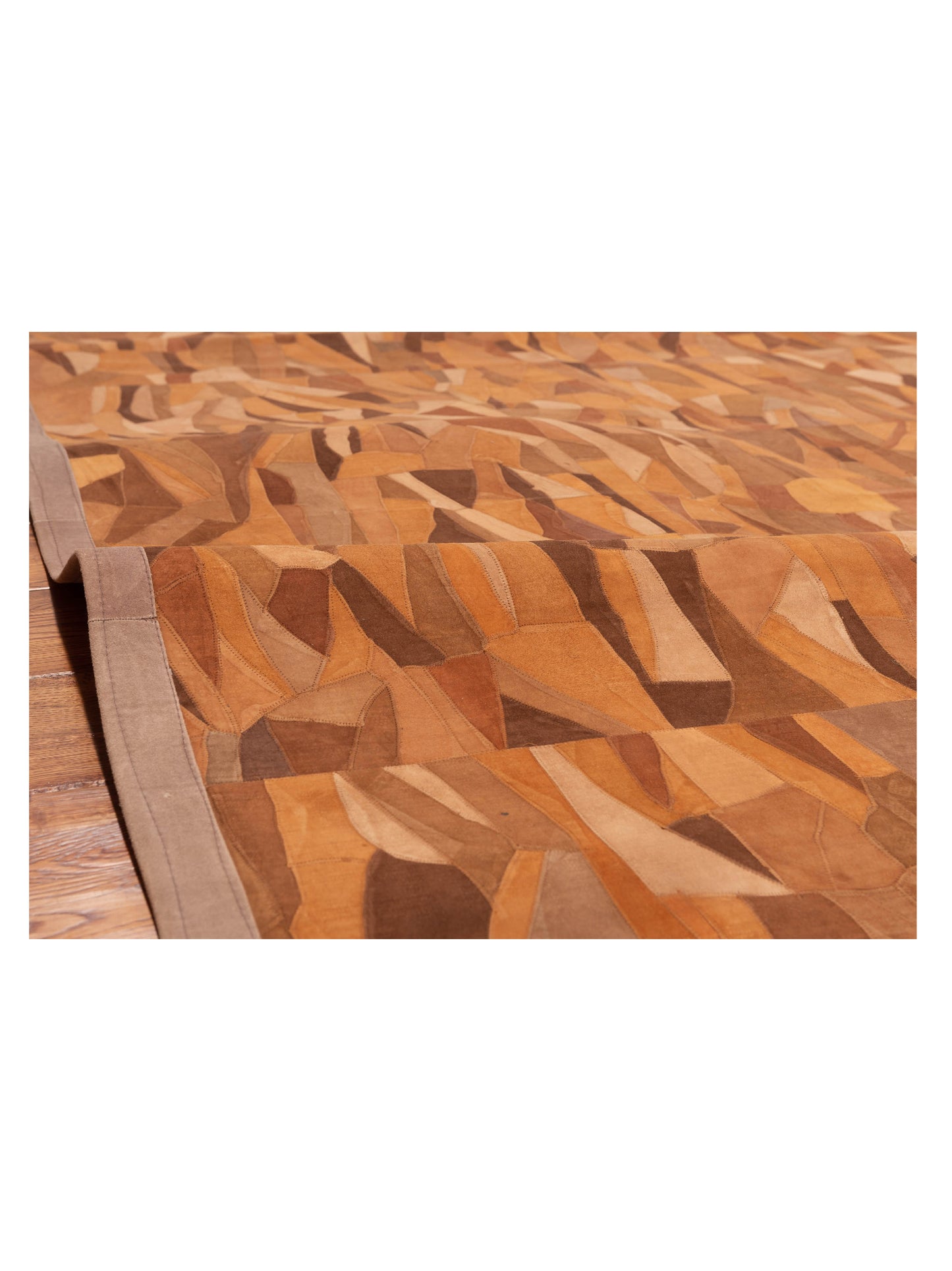 Leather 103673 Brown Brown 6x9 Hand Woven Rug