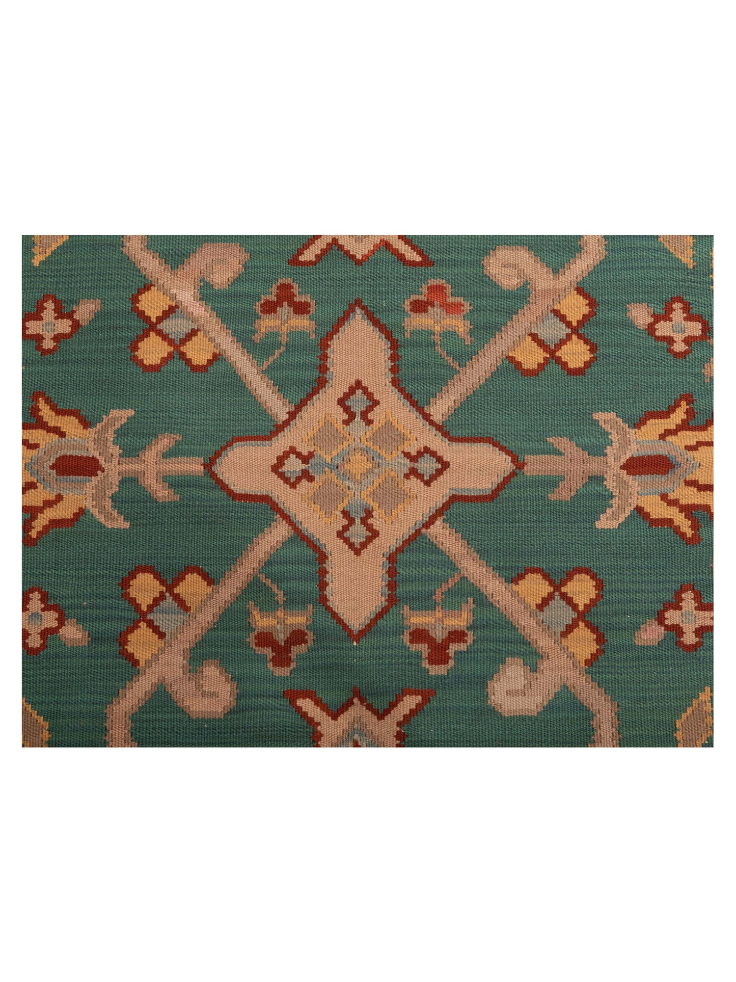 Transilvanian Kilim 103865 Green Red 4x5.10 Hand Woven Rug