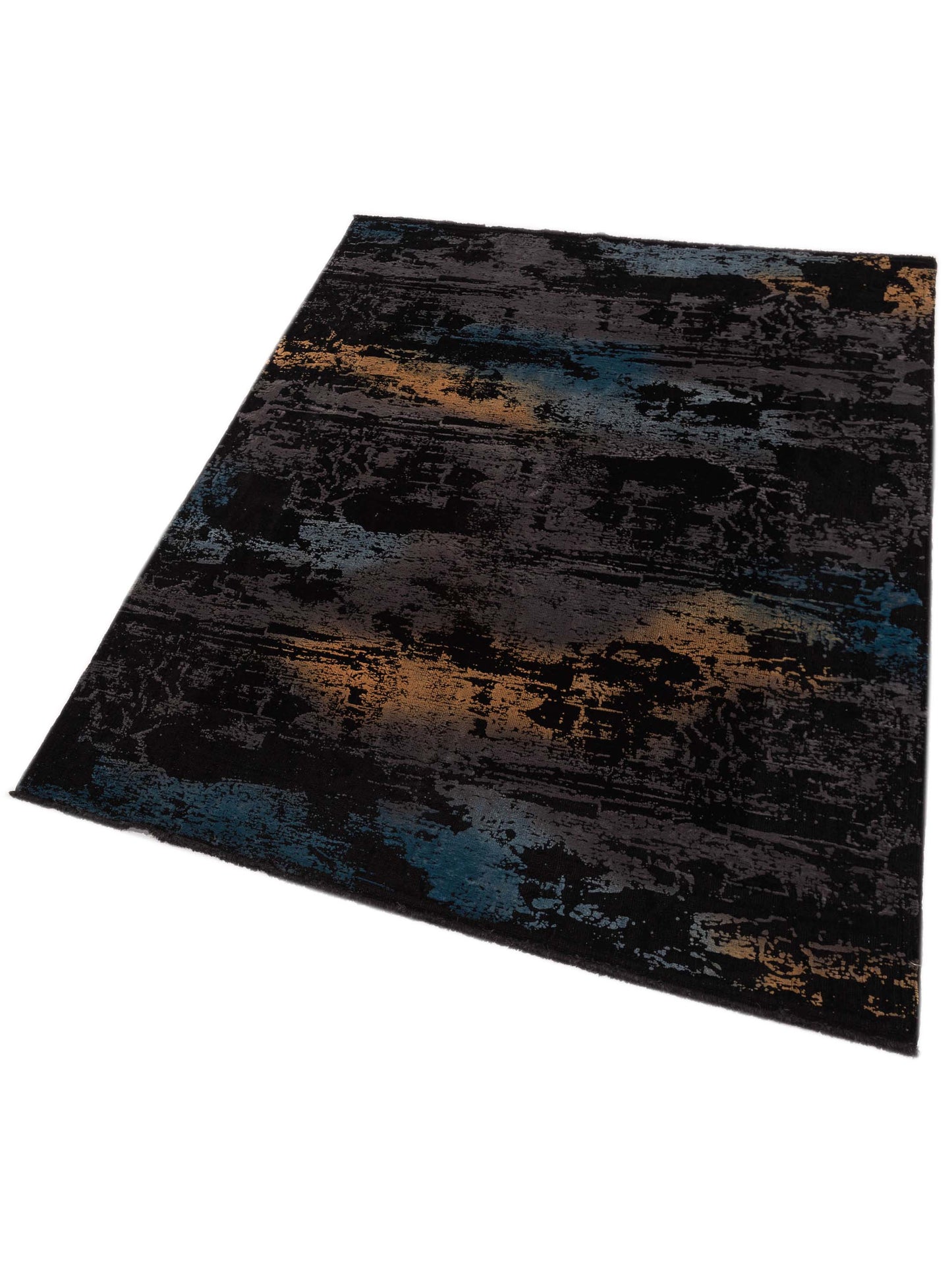 Vintage 103868 Black Gray 5.10x7.10 Hand Knotted Rug