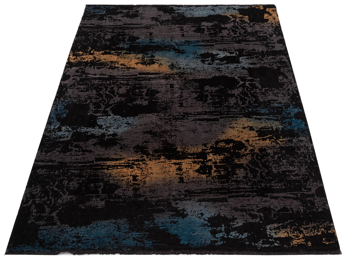 Vintage 103868 Black Gray 5.10x7.10 Hand Knotted Rug