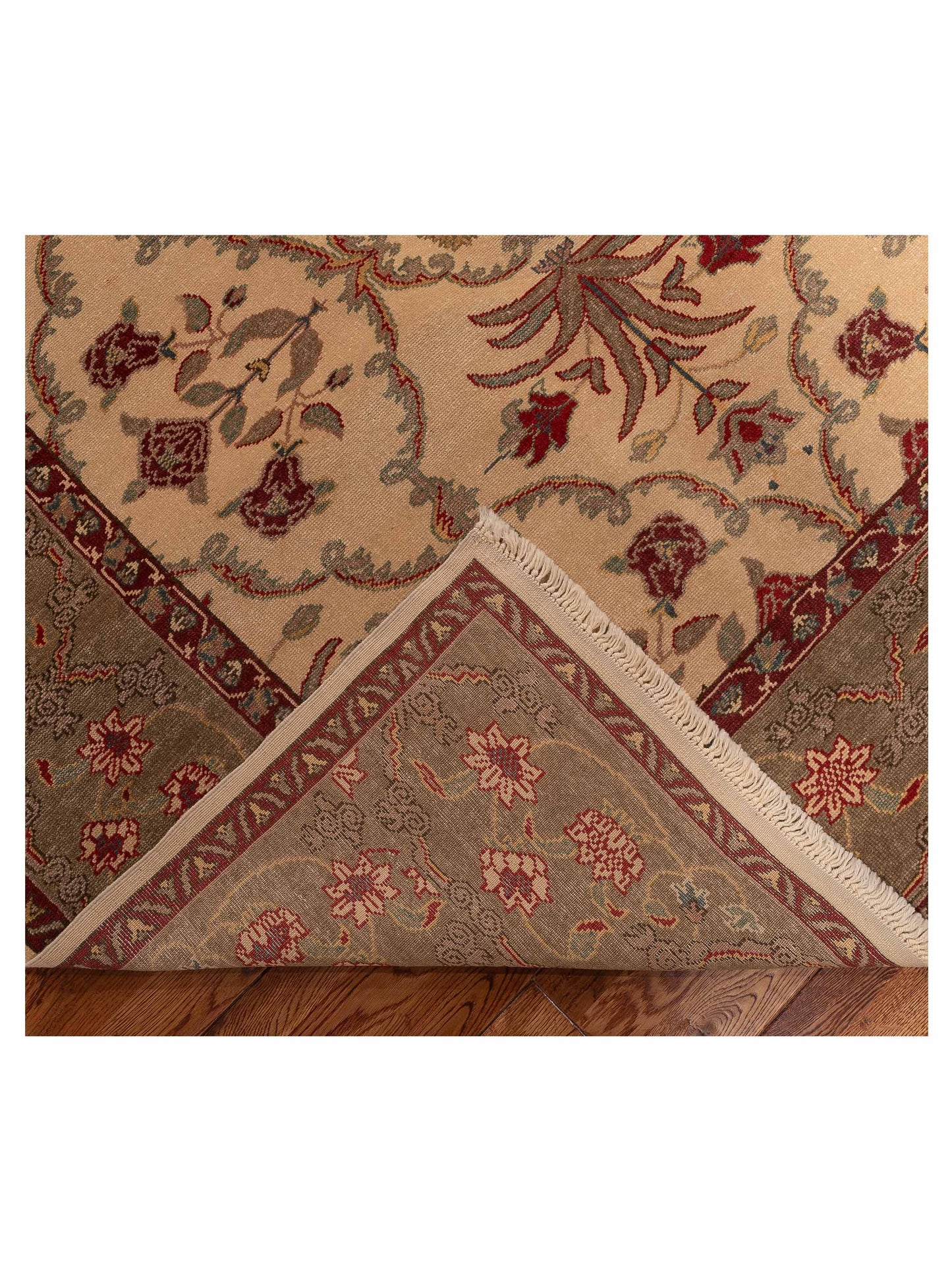 Antique Loom 104371 Ivory Green 10.4x14.5 Hand Knotted Rug