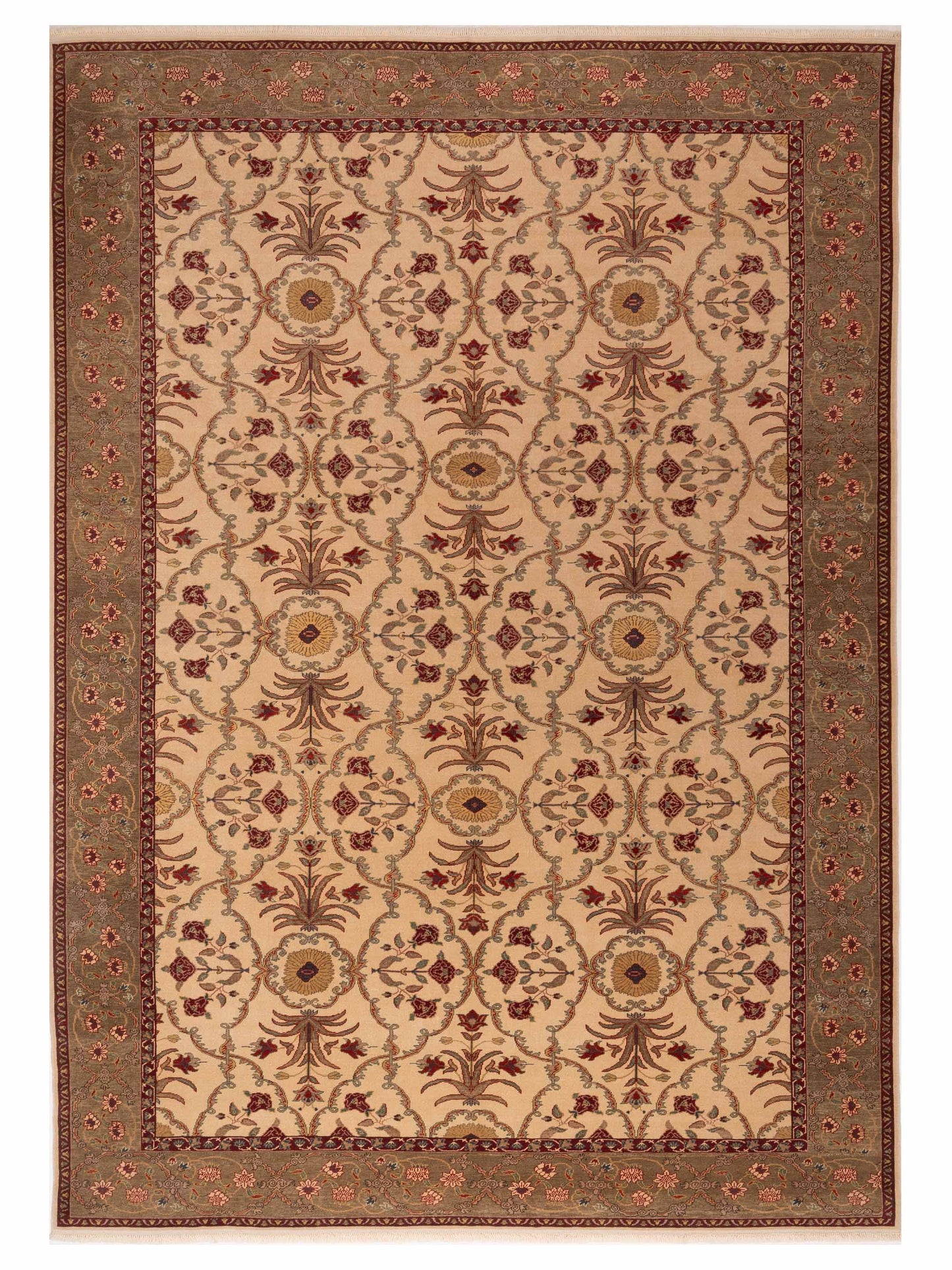 Pasha Antique Loom Ivory Green Transitional