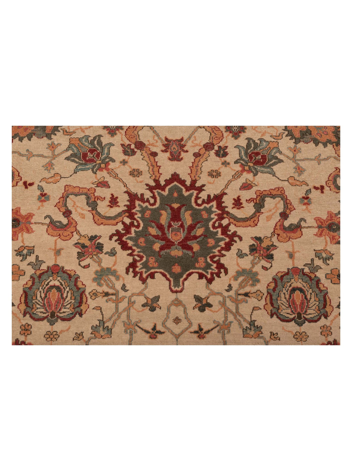 Antique Loom 104377 Beige Green 9.4x12.9 Hand Knotted Rug