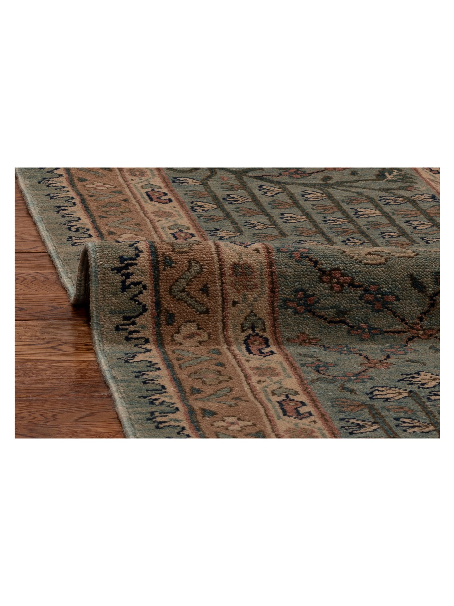 Antique Loom 104391 Green Green 12.5x14.1 Hand Knotted Rug