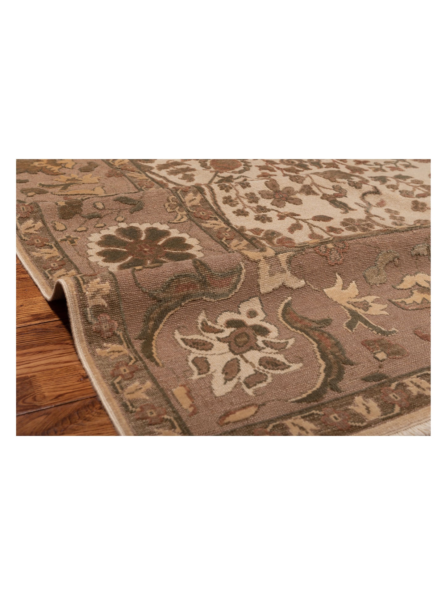 Antique Loom 104403 Ivory Brown 9.1x12.5 Hand Knotted Rug