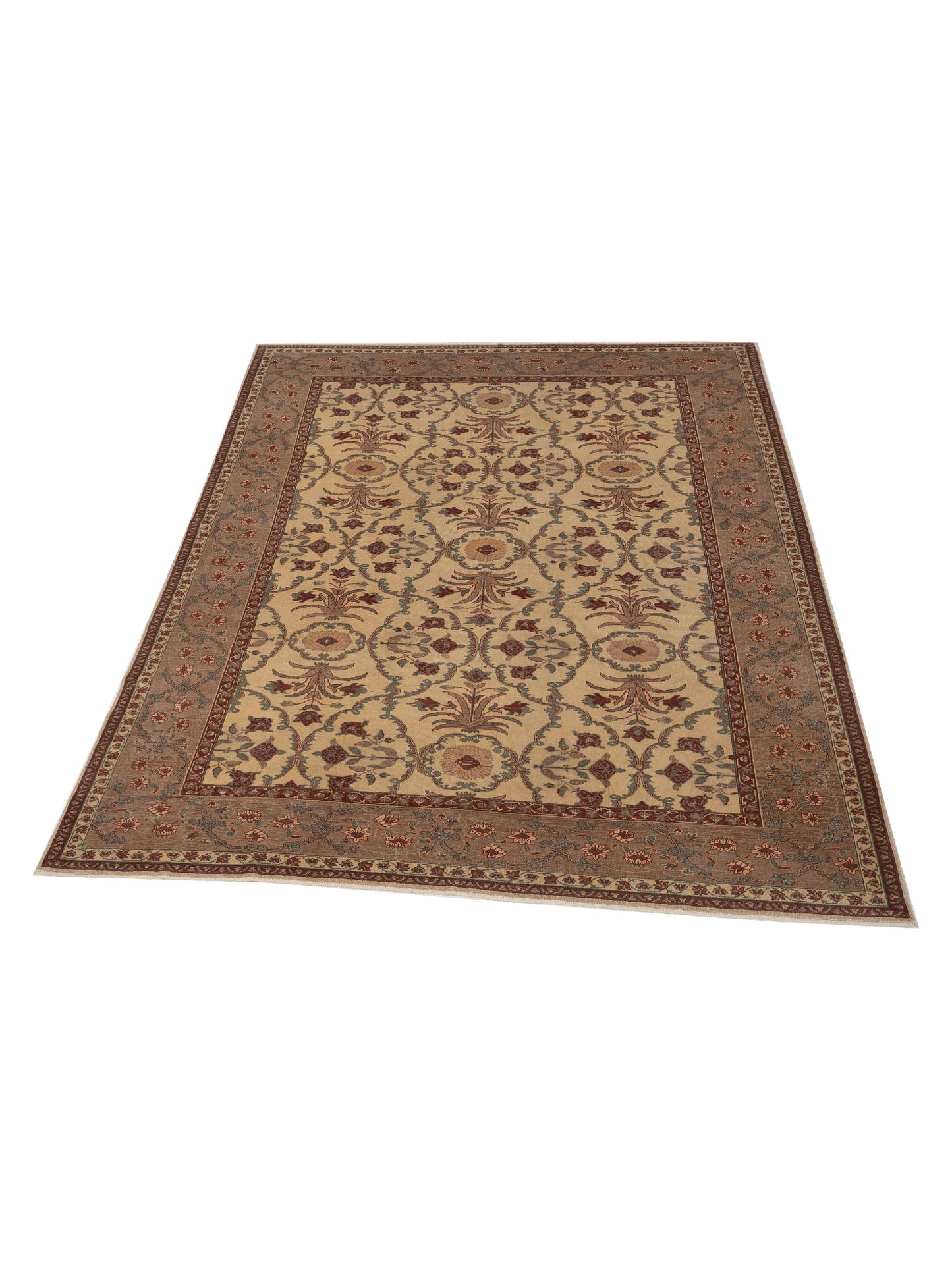 Antique Loom 104427 Ivory Brown 9.4x11.9 Hand Knotted Rug