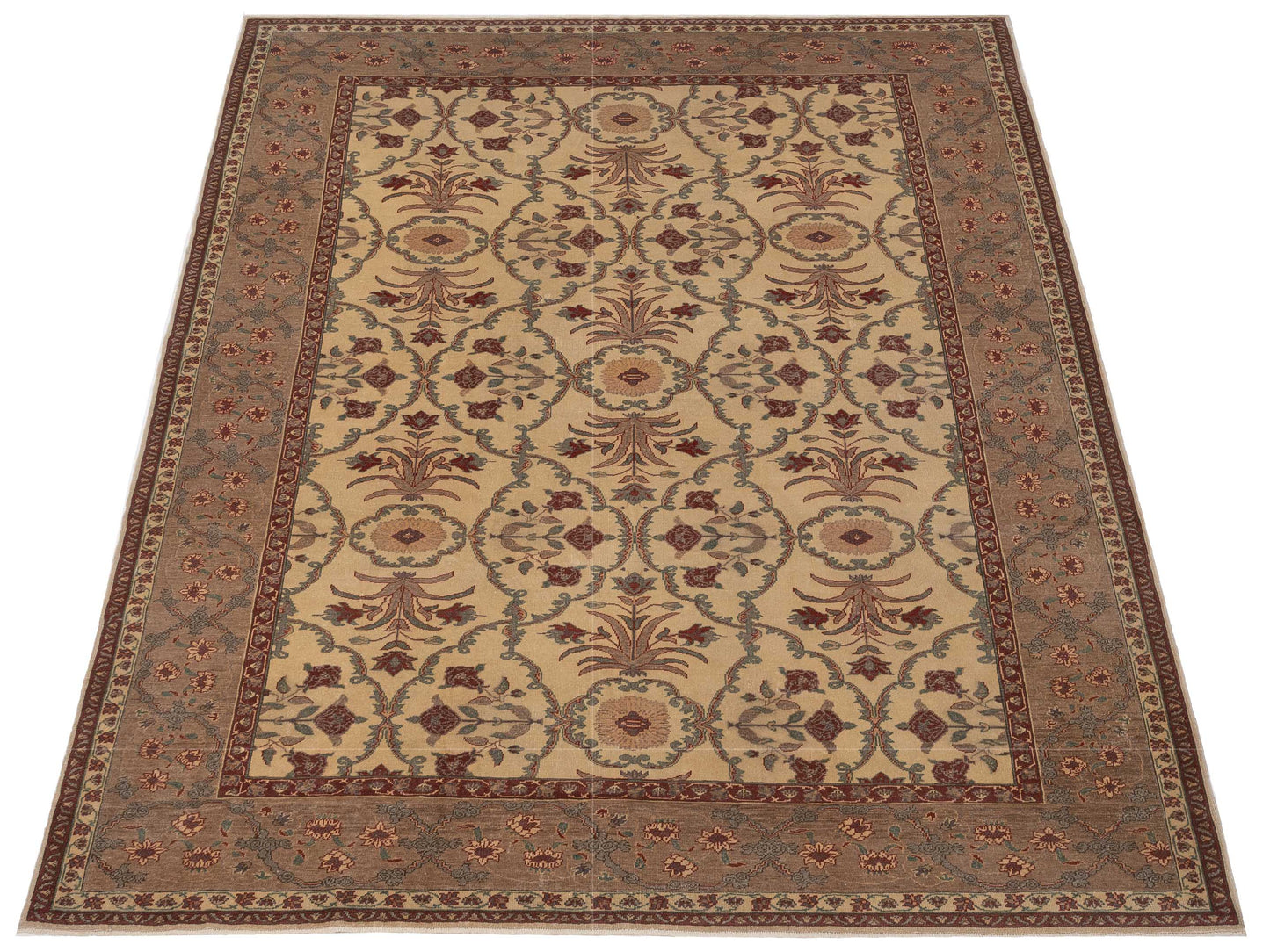 Antique Loom 104427 Ivory Brown 9.4x11.9 Hand Knotted Rug