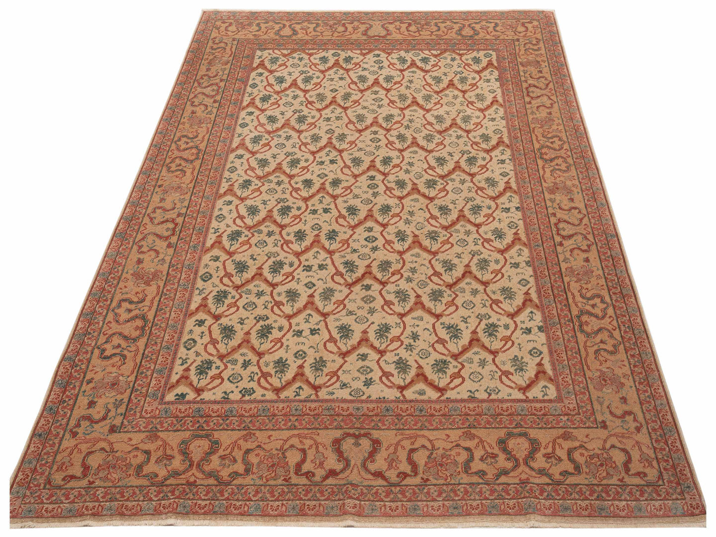 Antique Loom 104440 Beige Gold 8.2x9.11 Hand Knotted Rug