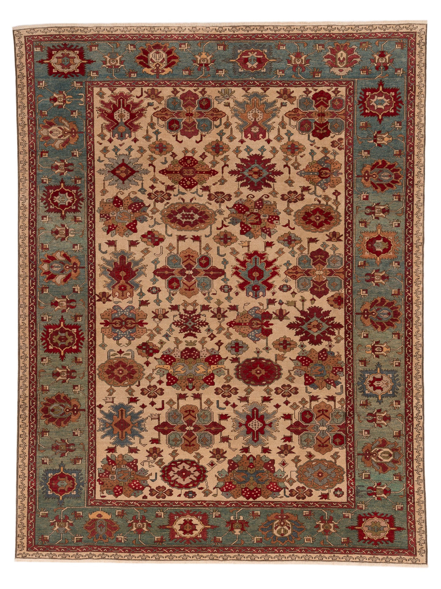 Pasha Antique Loom Ivory Green Traditional