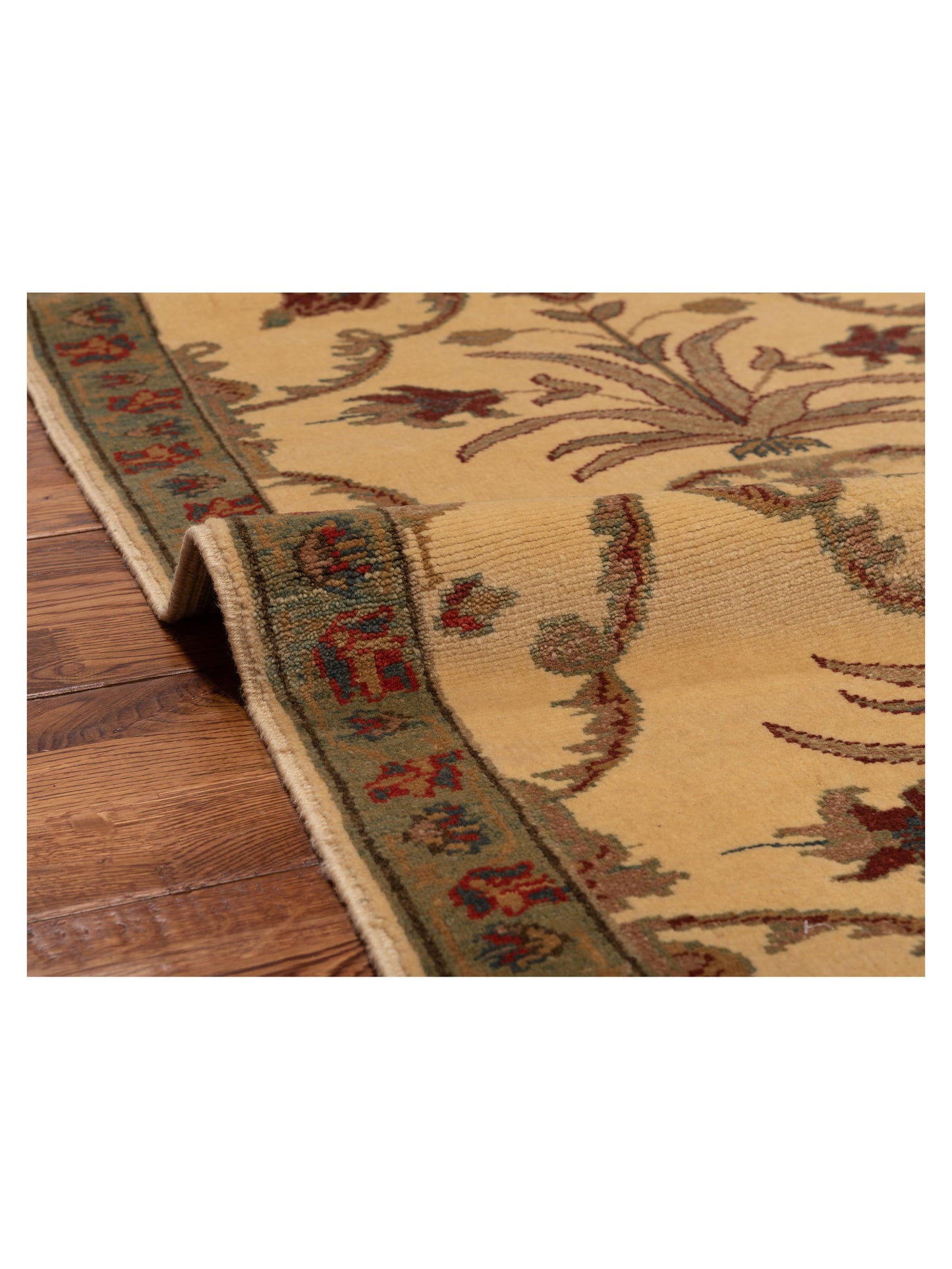 Antique Loom 104492 Ivory Green 2.10x8.6 Hand Knotted Rug