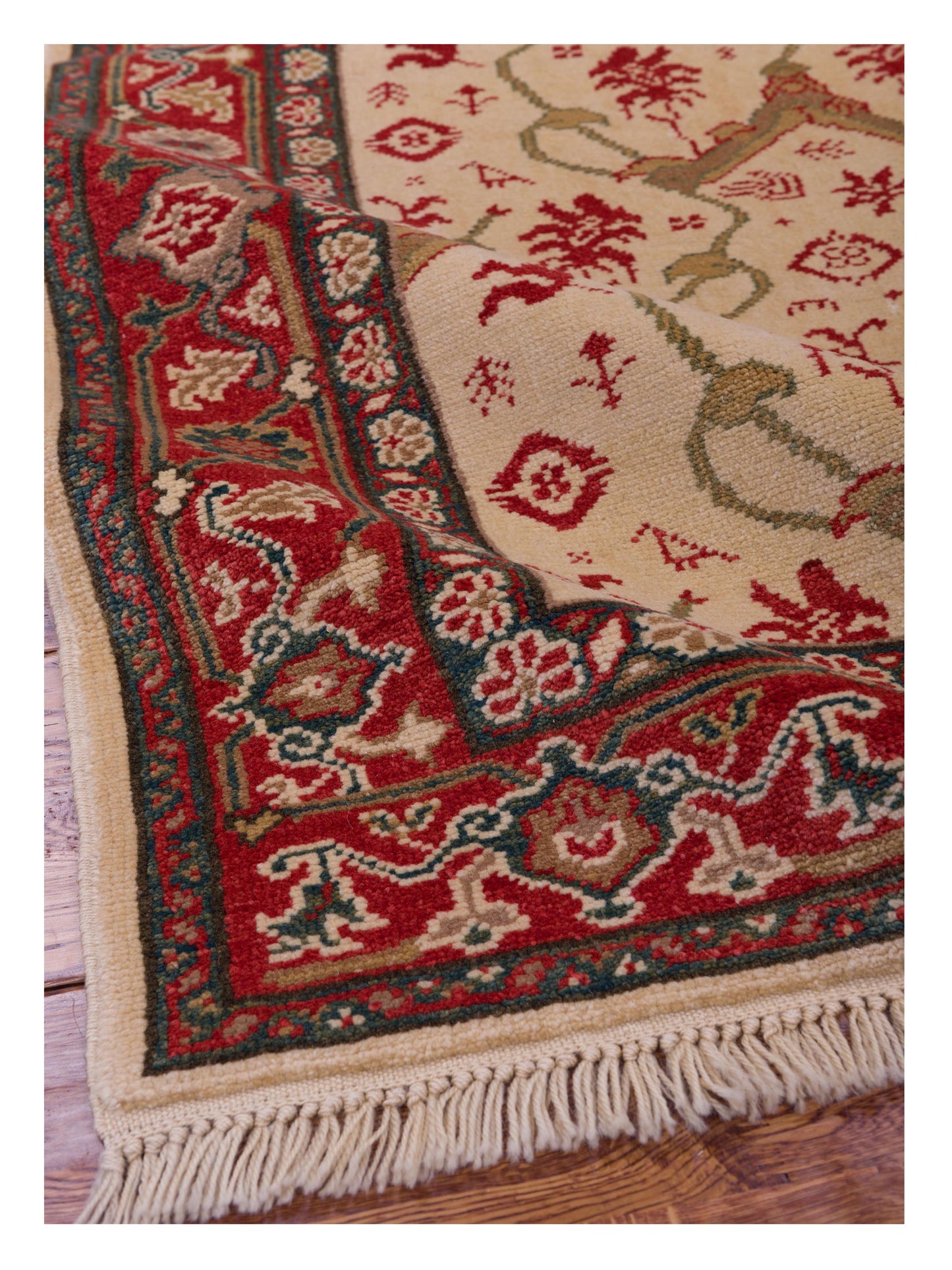 Antique Loom 104507 Ivory Red 4x5.10 Hand Knotted Rug