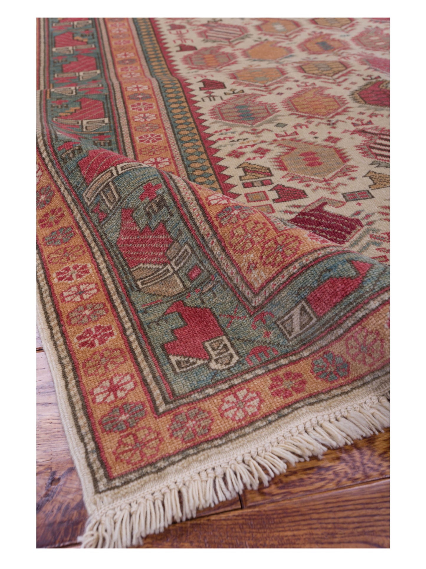 Antique Loom 104508 Ivory Blue 4.6x6.5 Hand Knotted Rug