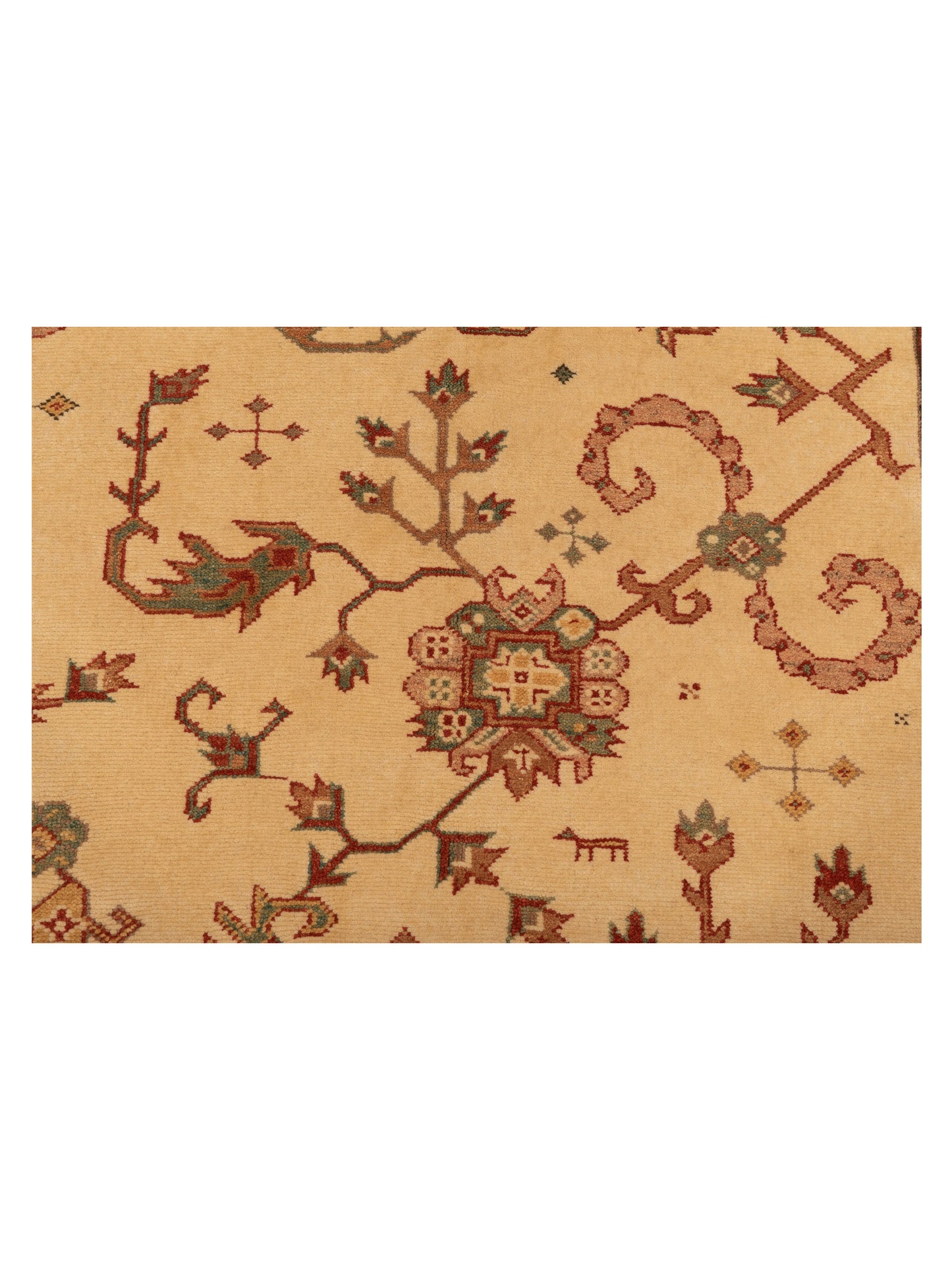 Antique Loom 104514 Ivory Green 4.1x6.2 Hand Knotted Rug