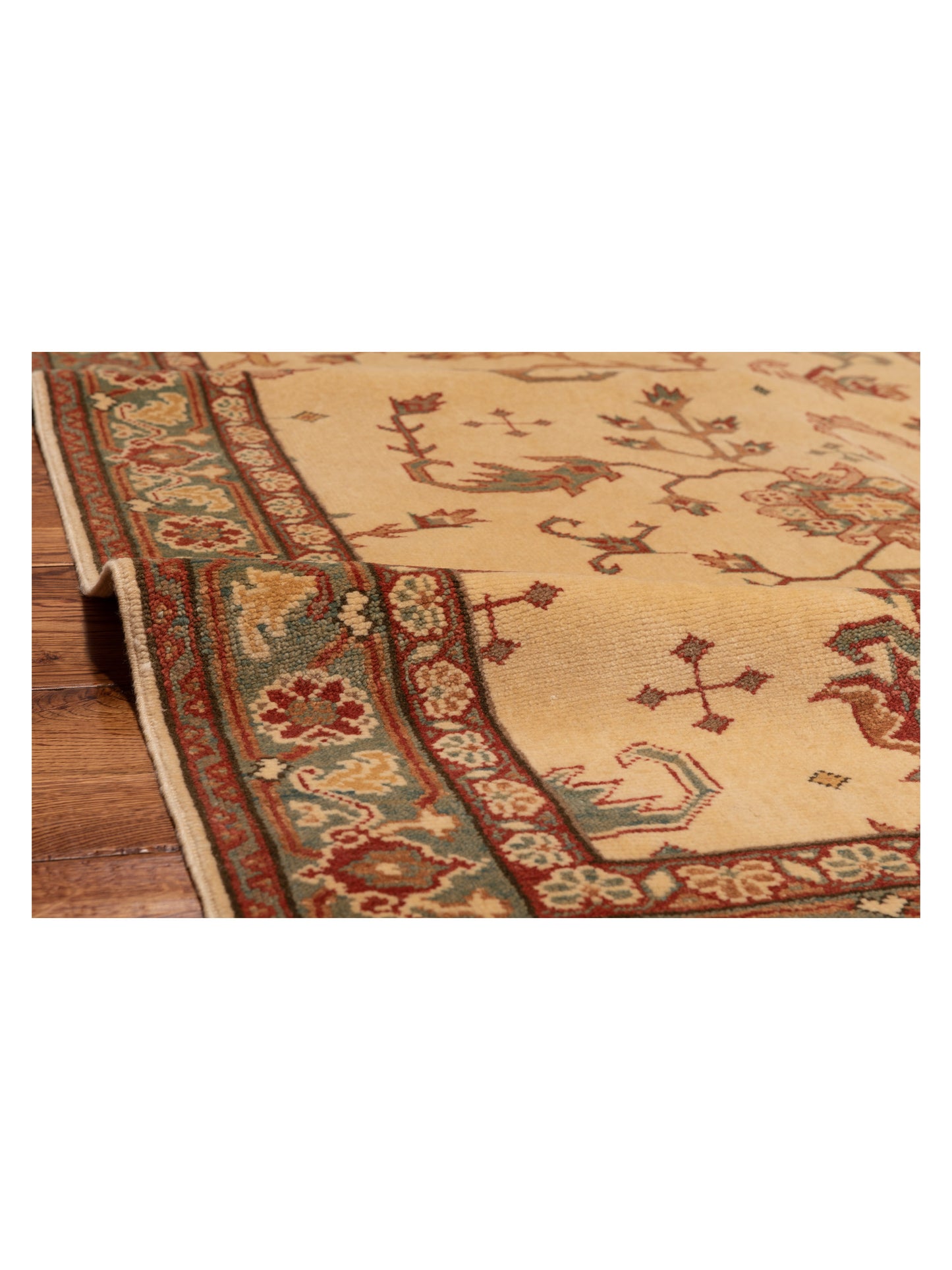Antique Loom 104514 Ivory Green 4.1x6.2 Hand Knotted Rug