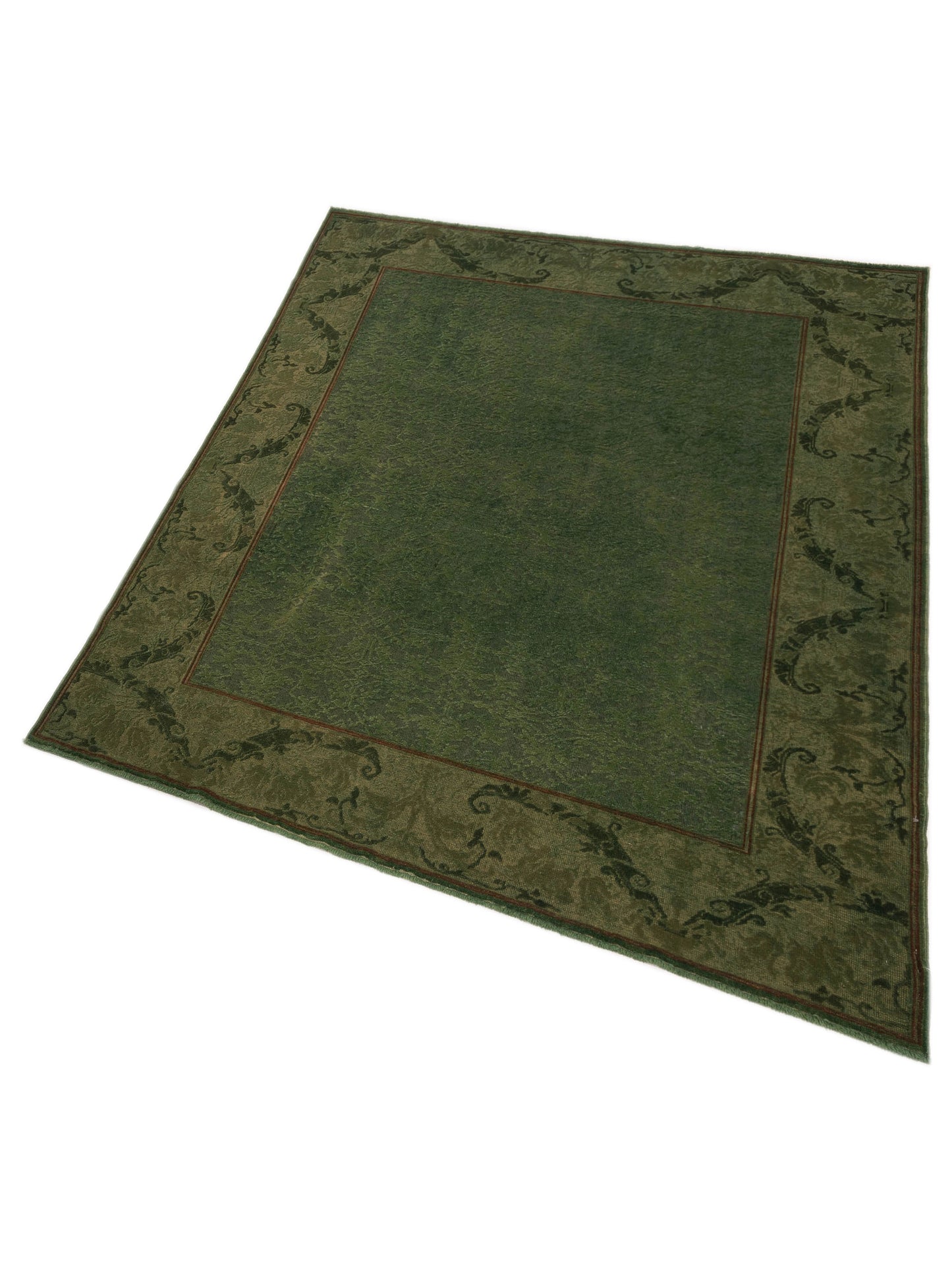 Vintage 104550 Green 6.10x8.1 Hand Knotted Rug