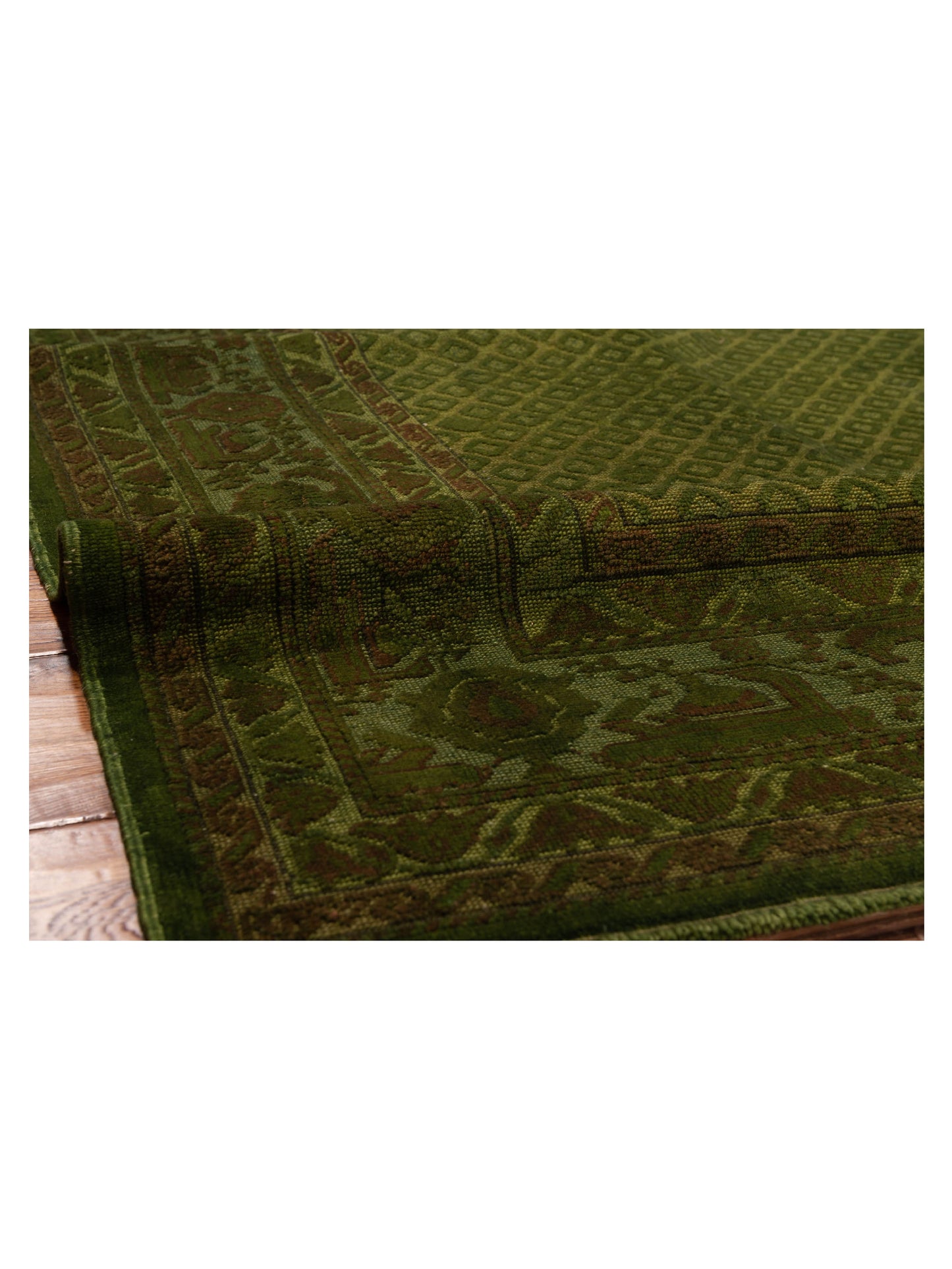 Vintage 104562 Green 6.6x8 Hand Knotted Rug