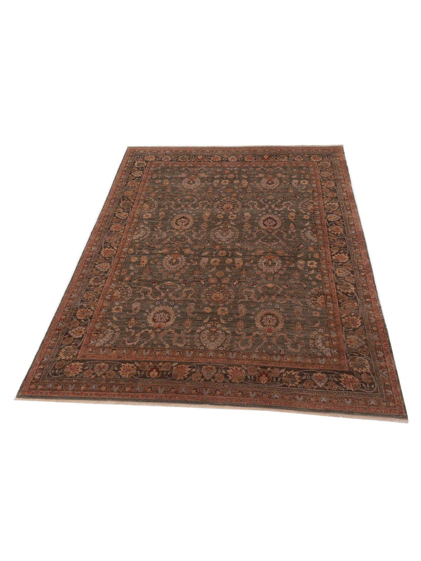 Karya Ceres Green Brown 9.2x12 Hand Knotted Rug