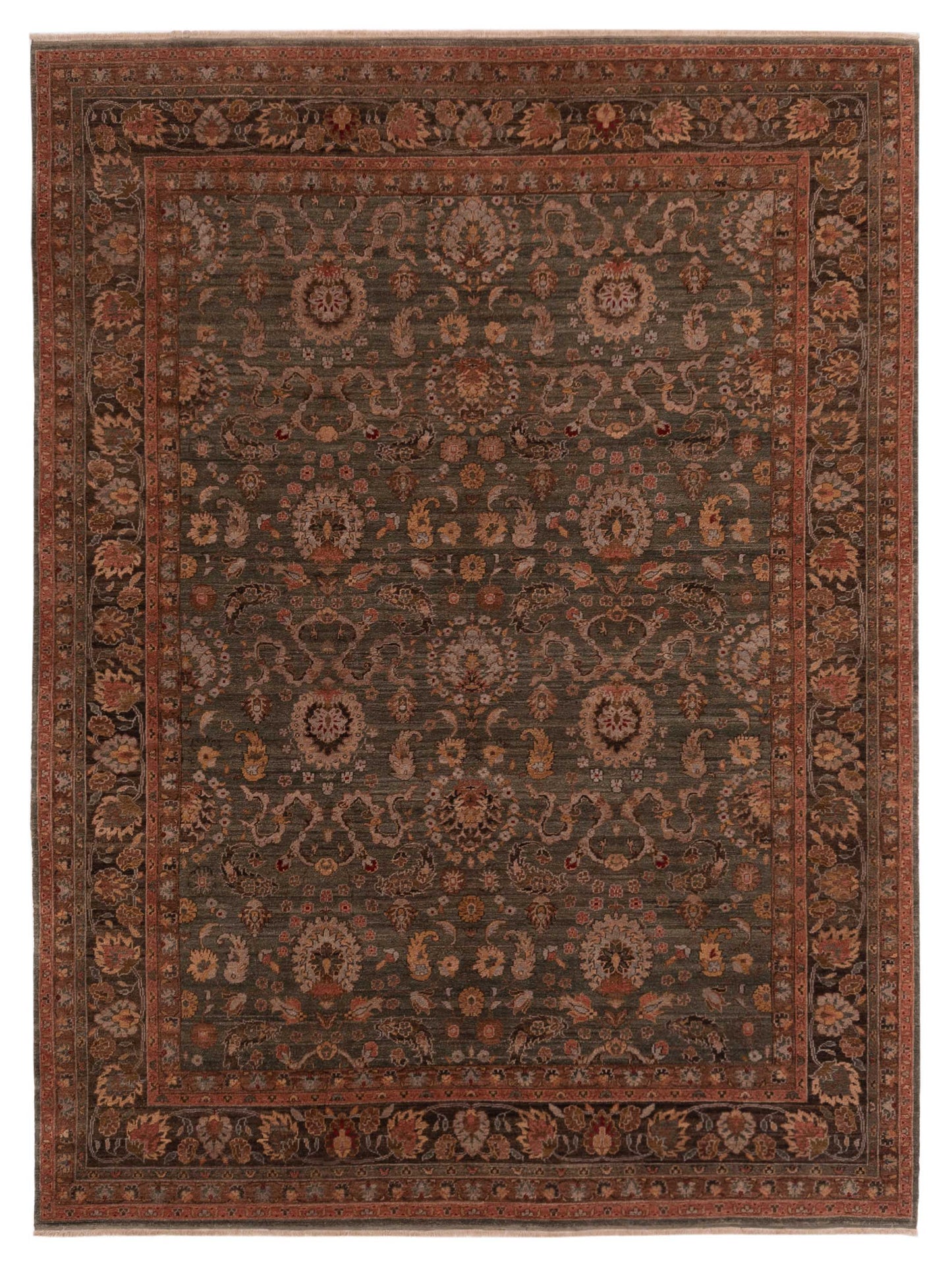 Pasha Karya Green Brown Traditional