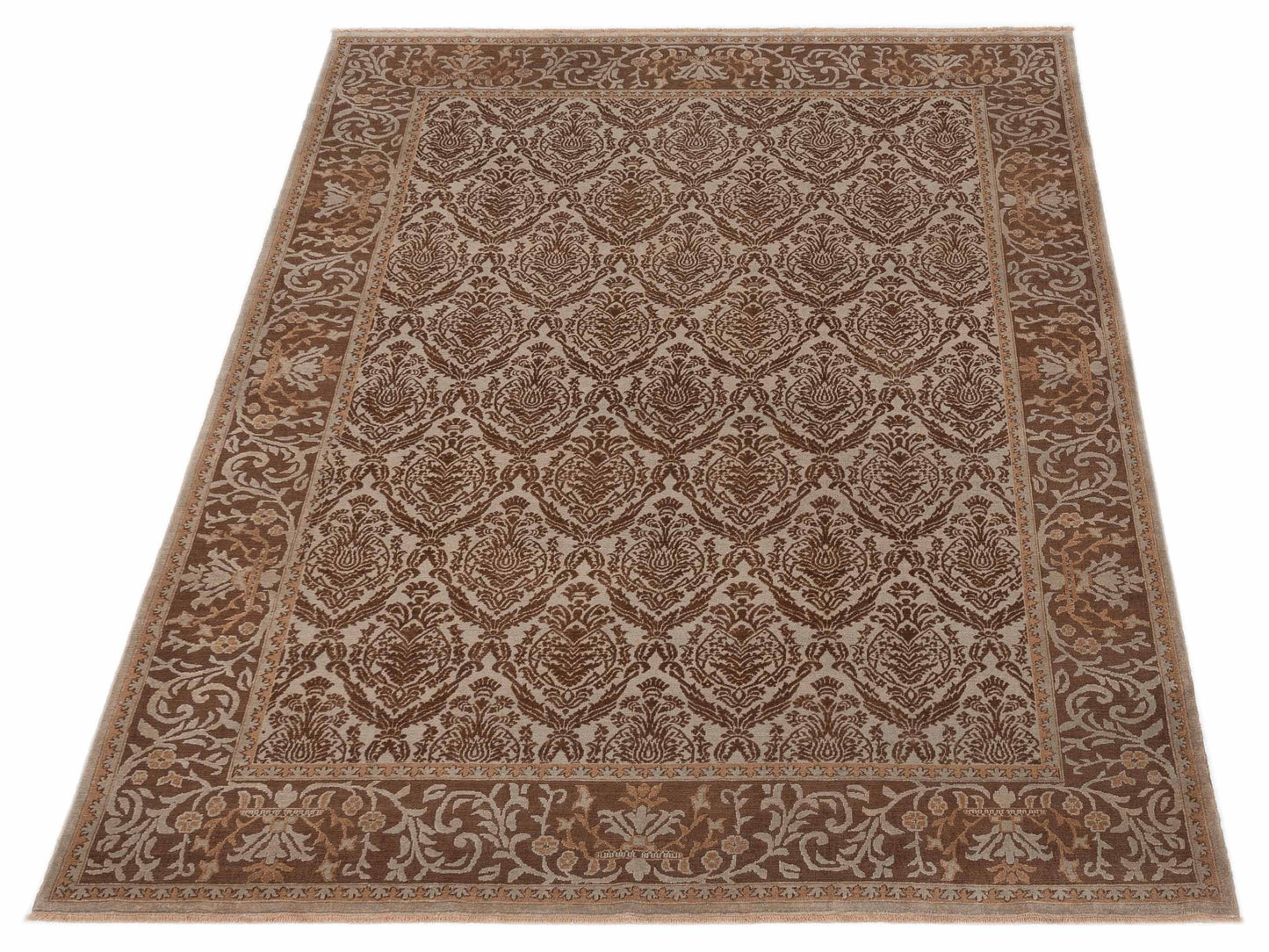 Defne Daisy Silver Brown 9.4x11.10 Hand Knotted Rug