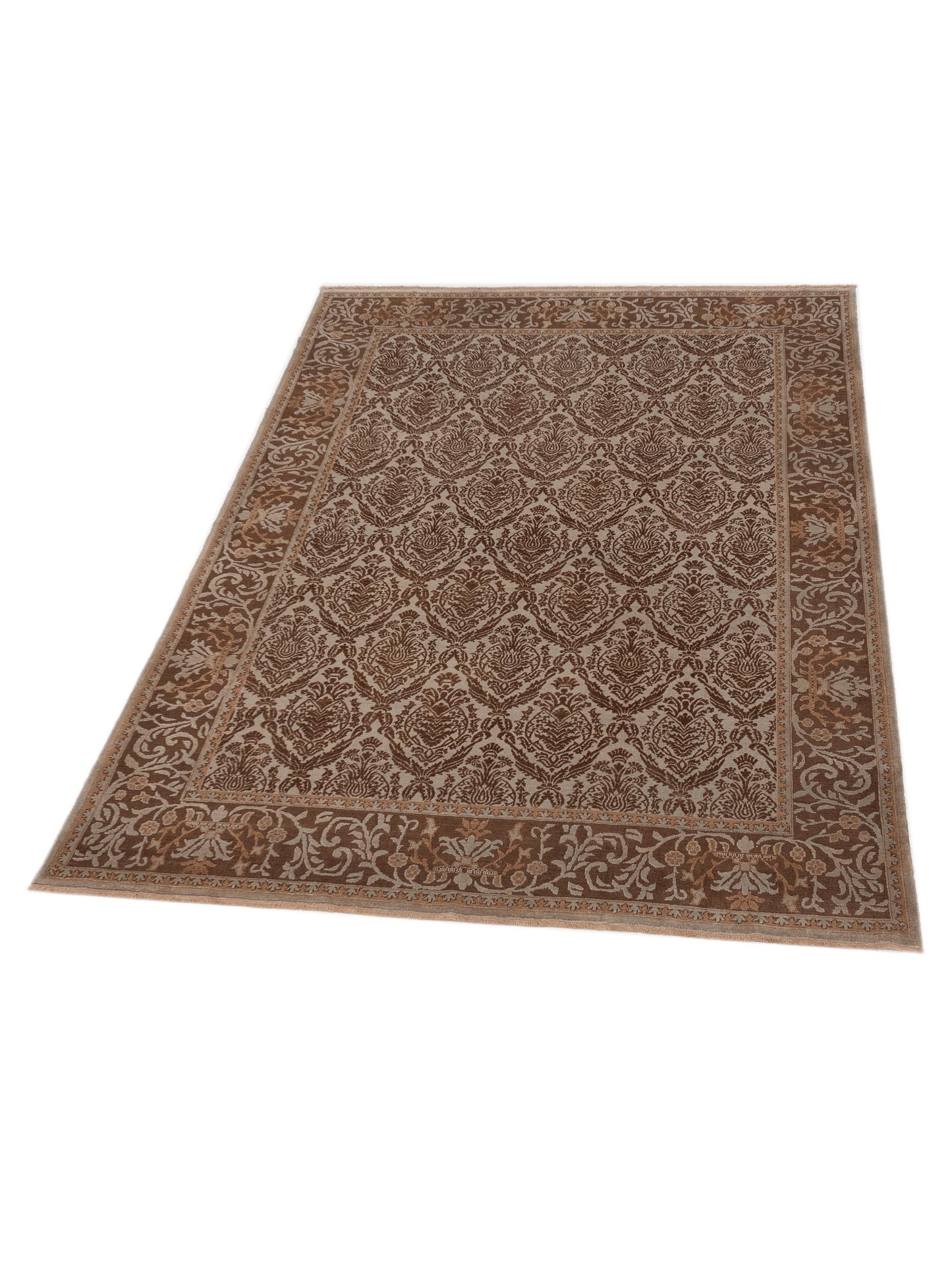 Defne Daisy Silver Brown 9.4x11.10 Hand Knotted Rug
