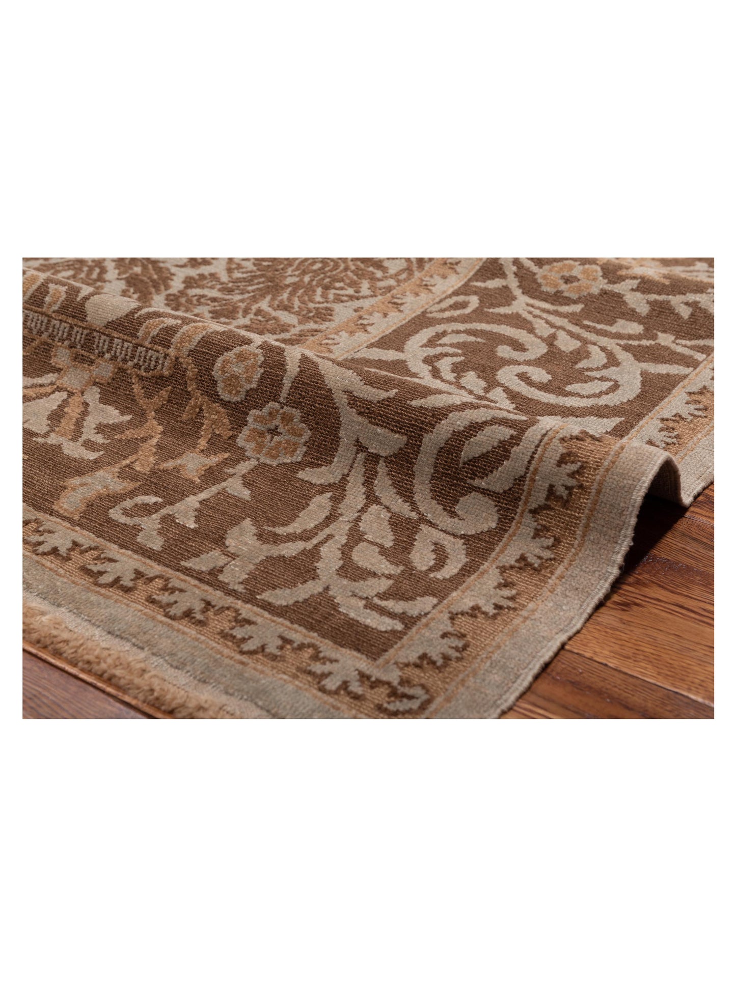 Defne Daisy Silver Brown 9.4x11.10 Hand Knotted Rug