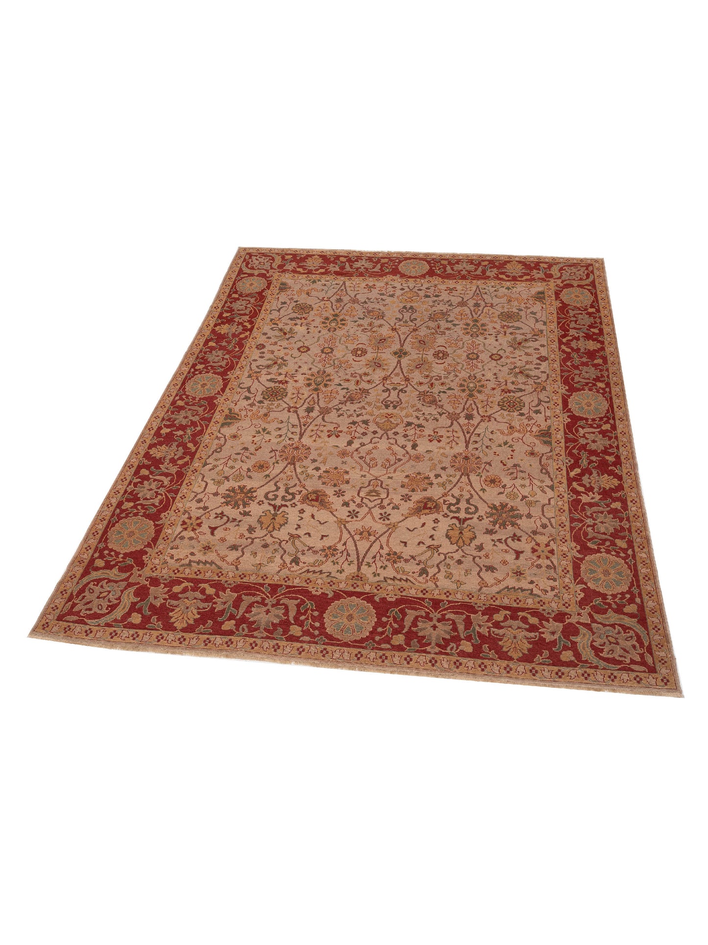 Antique Loom 105048 Taupe Red 9.4x12.2 Hand Knotted Rug