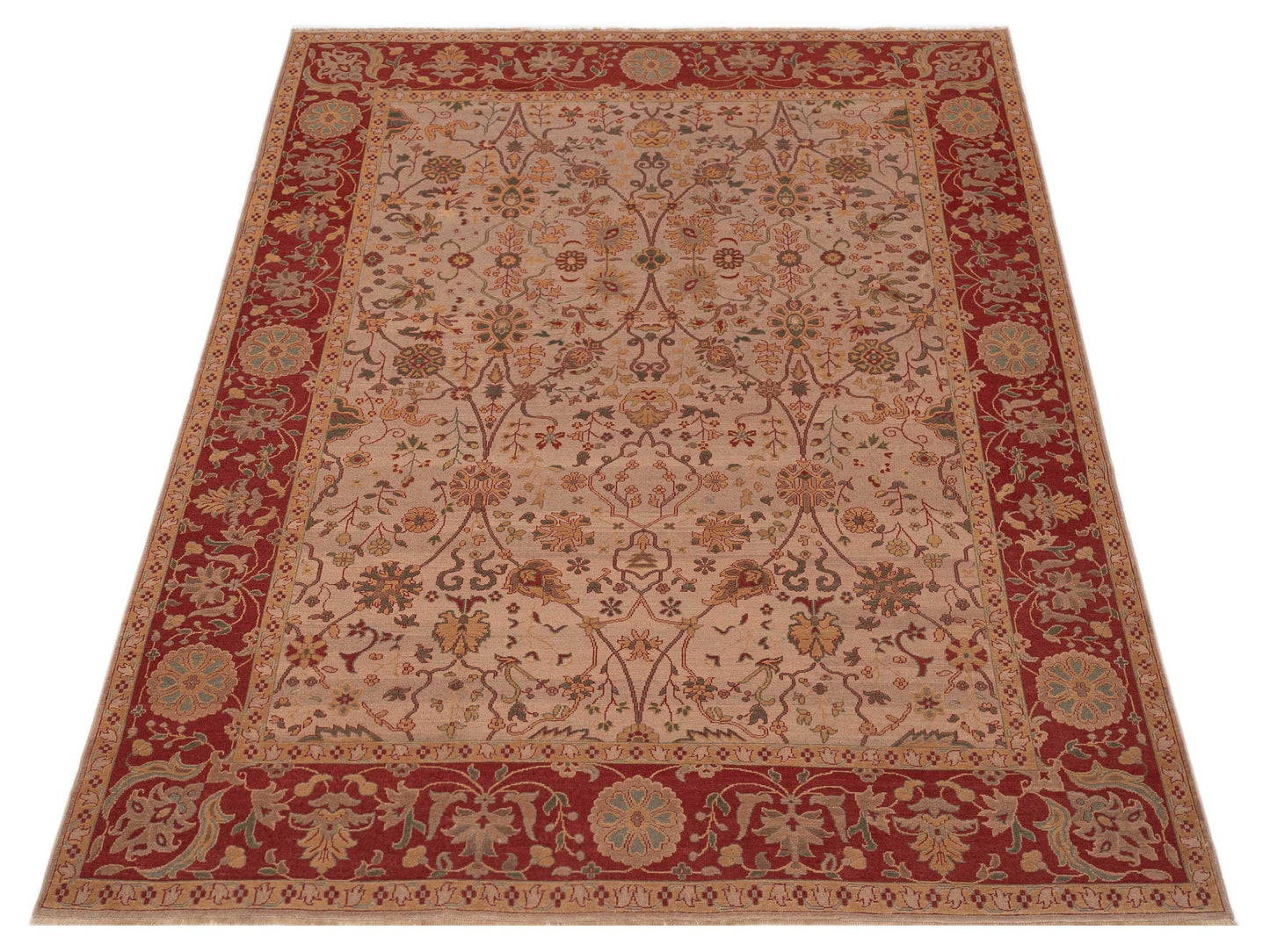 Antique Loom 105048 Taupe Red 9.4x12.2 Hand Knotted Rug
