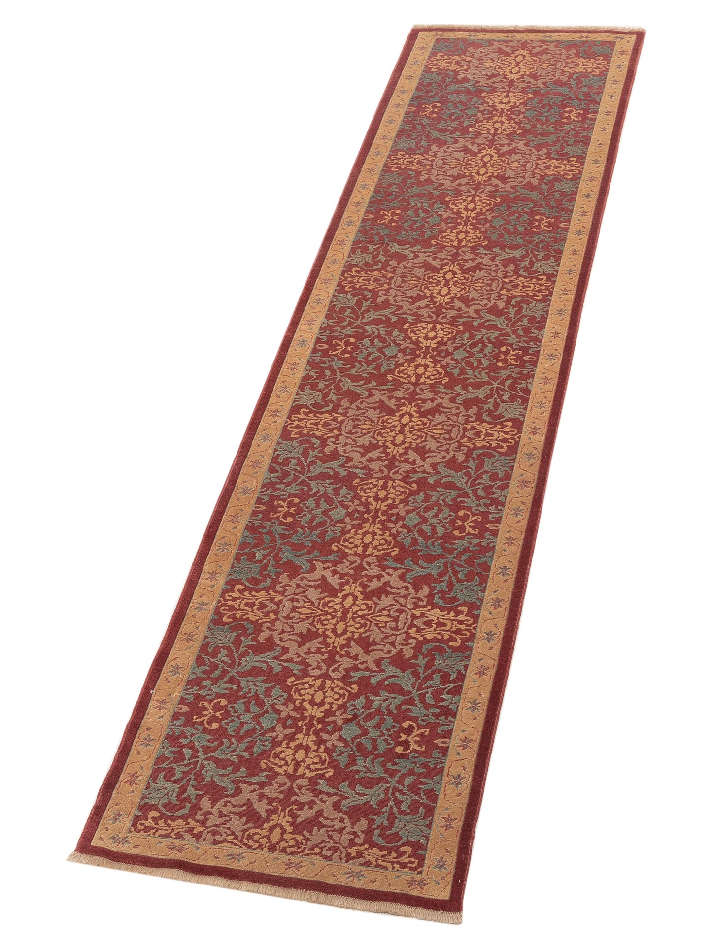 Antique Loom 105069 Red Gold 2.7x10.1 Hand Knotted Rug