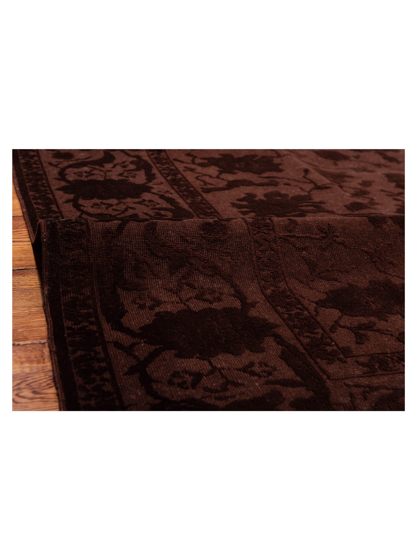 Vintage 105086 Dark Brown 6.8x9.1 Hand Knotted Rug