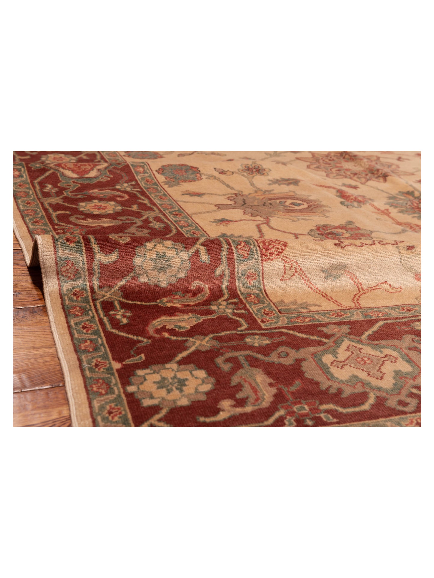 Antique Loom 105095 Beige Burgundy 6.10x9.9 Hand Knotted Rug