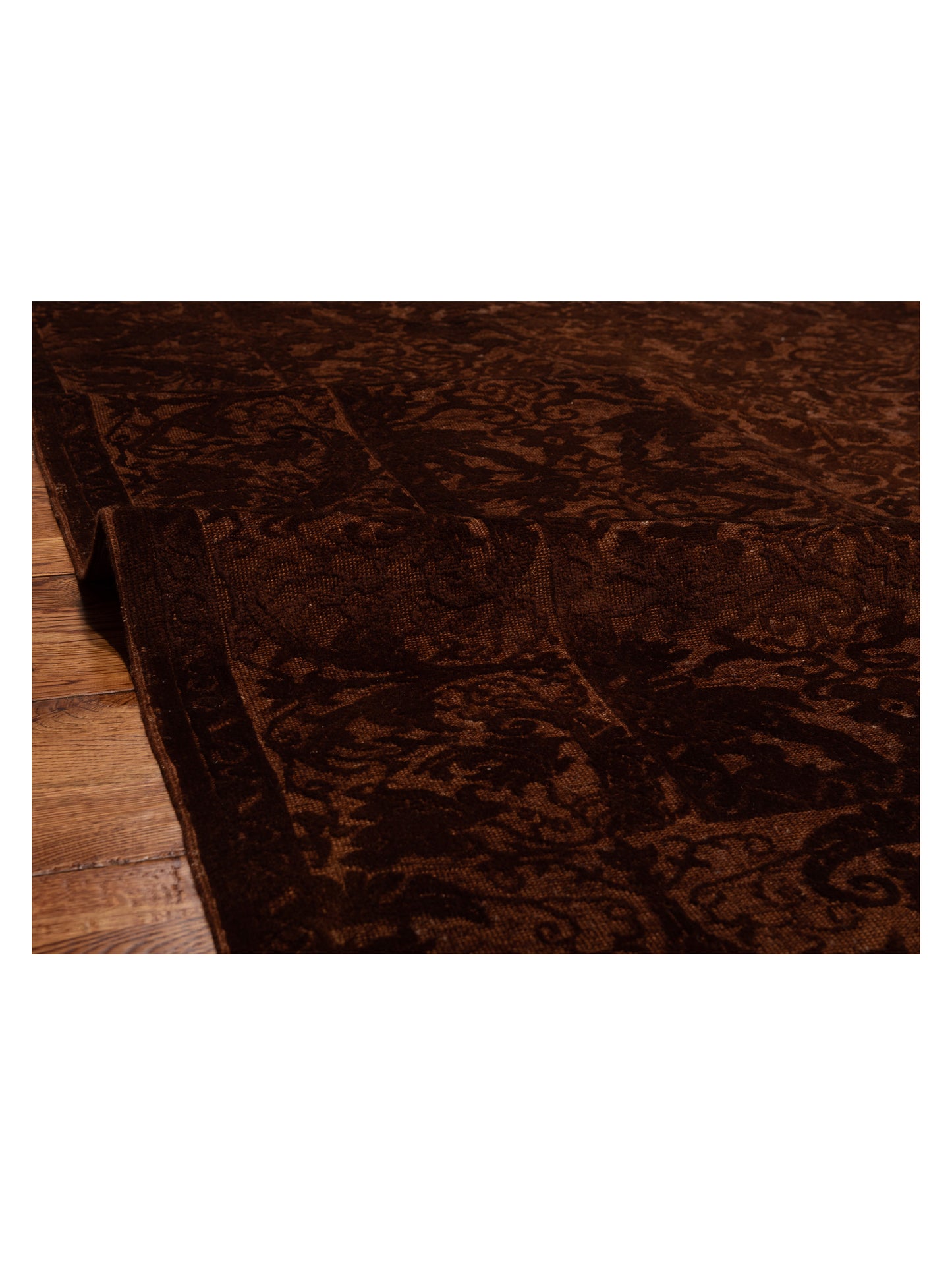Vintage 105249 Dark Brown 8.3x10.1 Hand Knotted Rug
