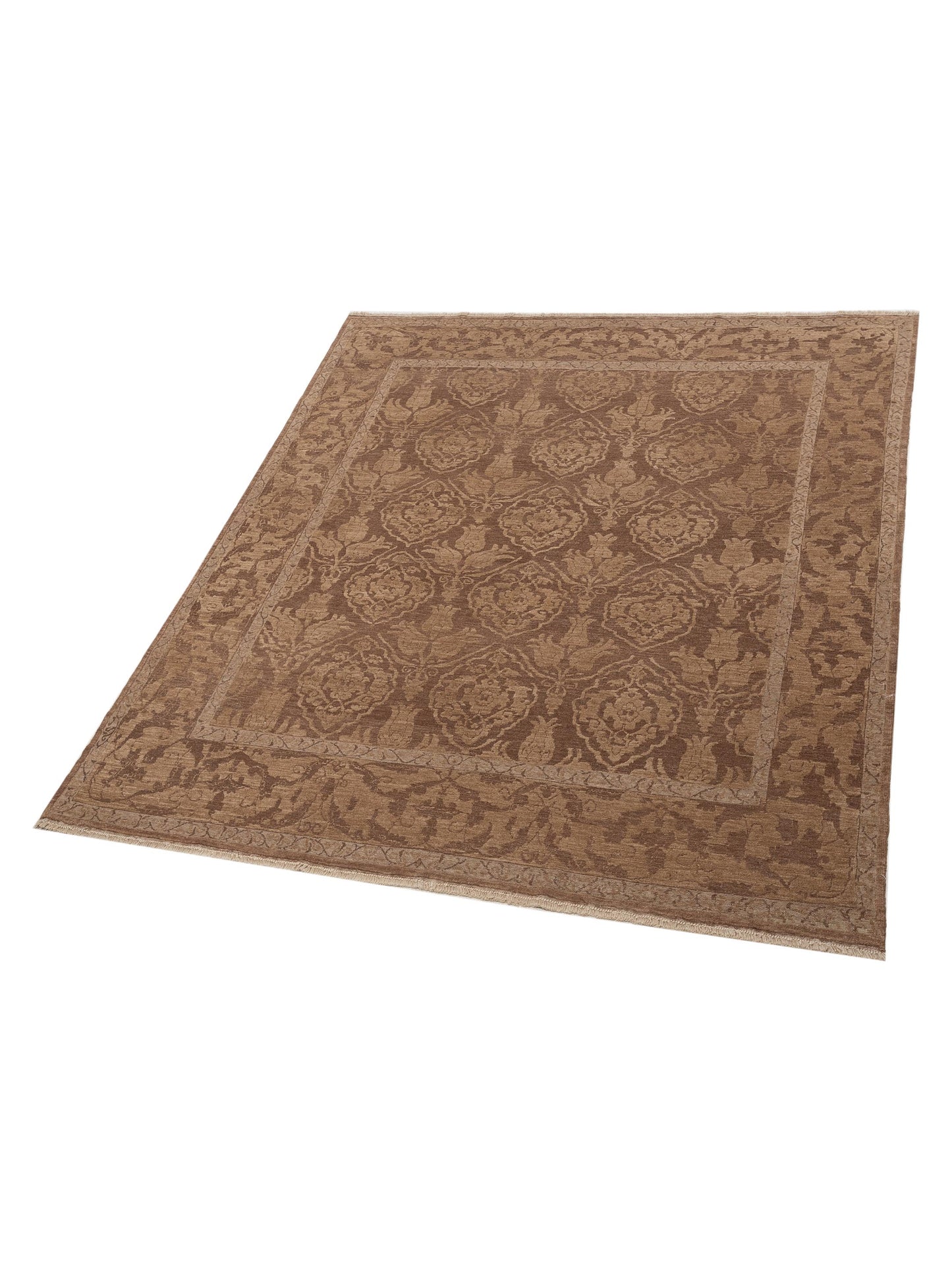 Defne Tulip Dark Brown Brown 8x9.2 Hand Knotted Rug