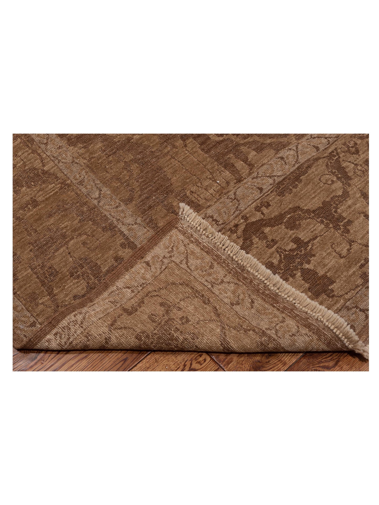 Defne Tulip Dark Brown Brown 8x9.2 Hand Knotted Rug