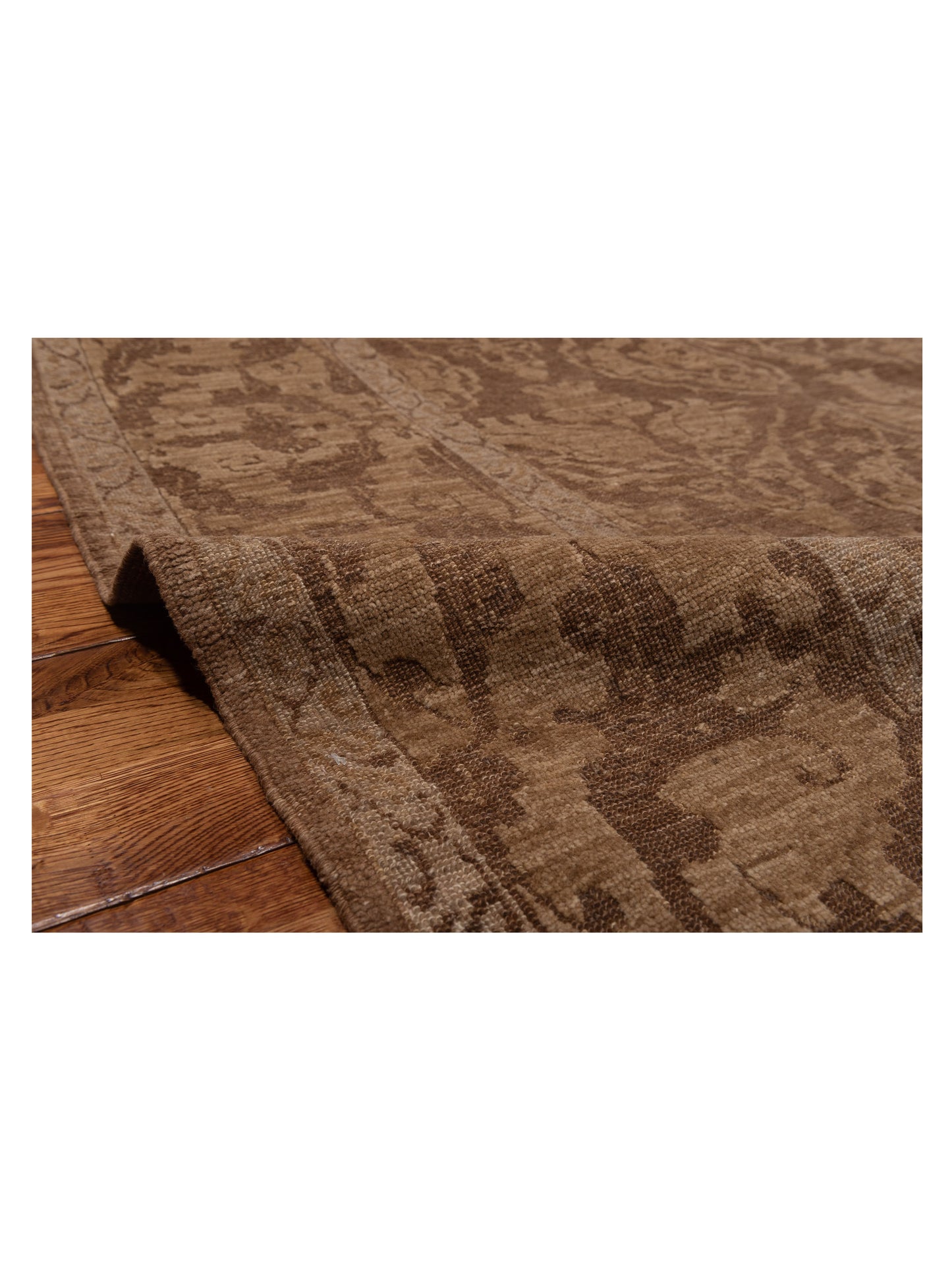 Defne Tulip Dark Brown Brown 8x9.2 Hand Knotted Rug