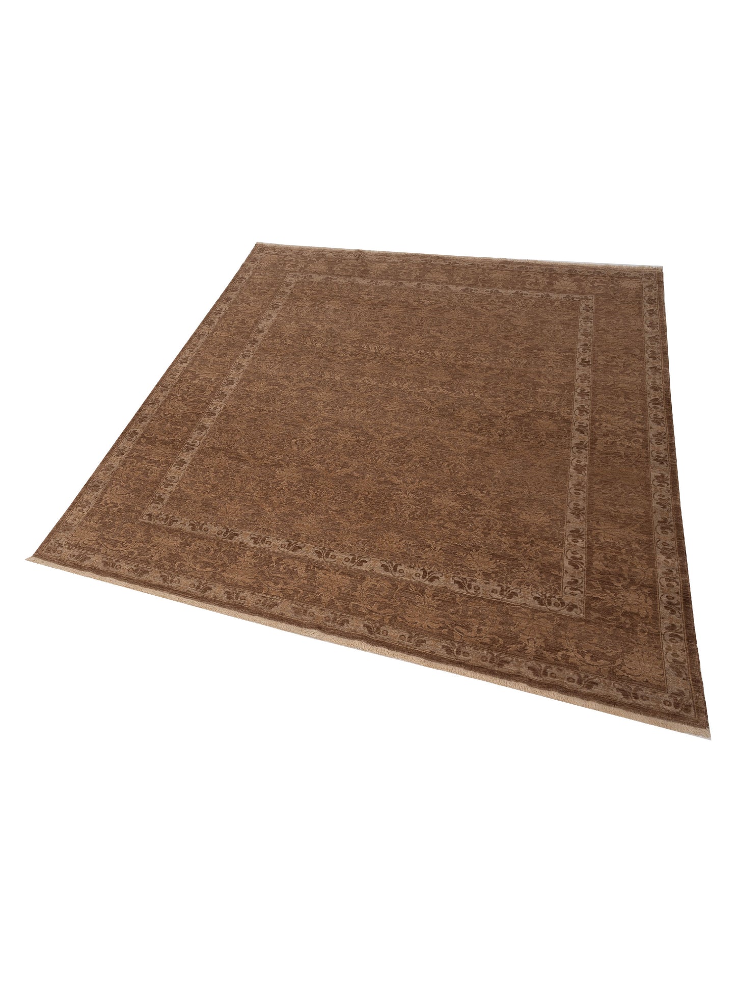 Defne Begonia Dark Brown Brown 8.3x9.9 Hand Knotted Rug