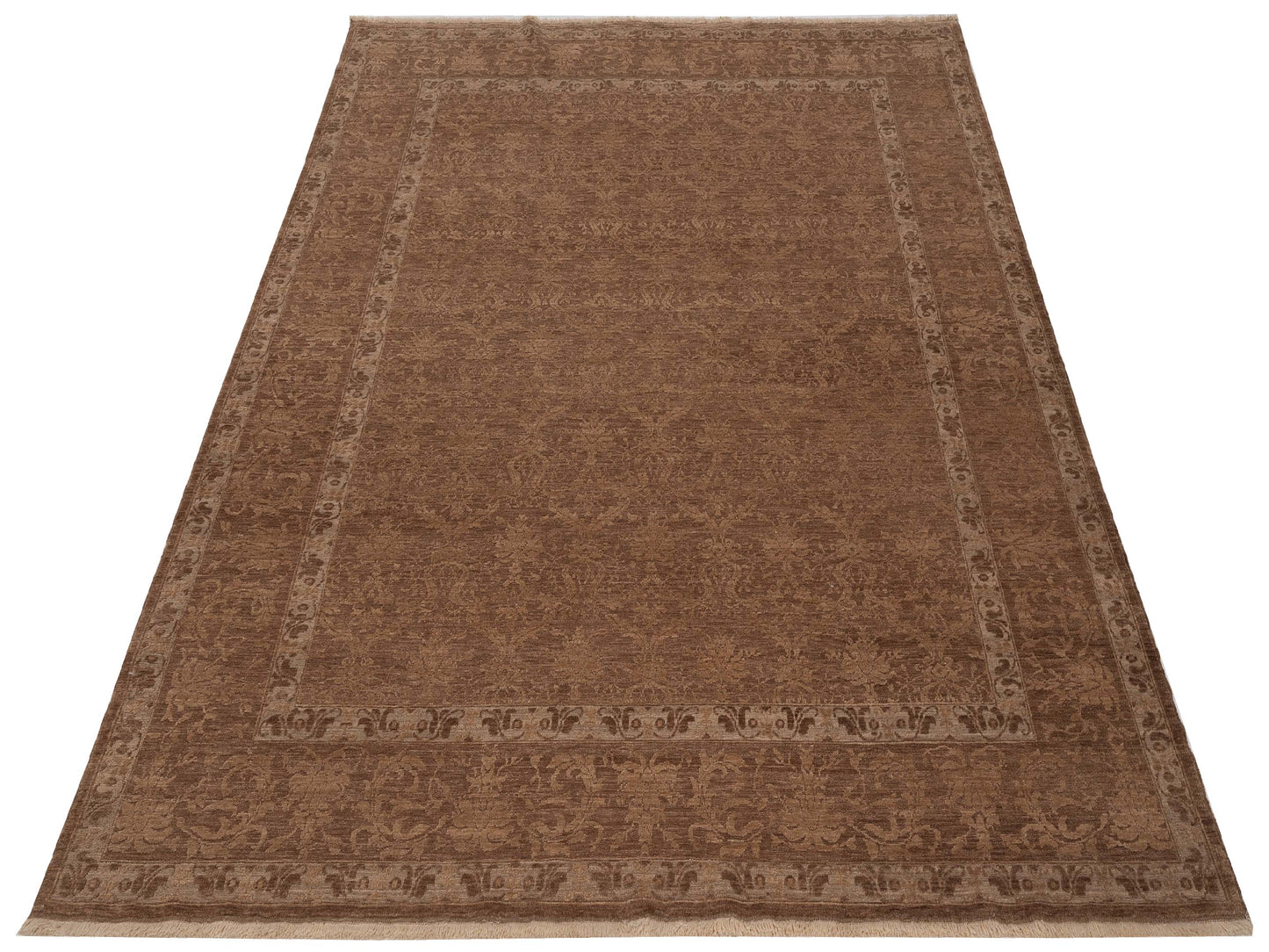 Defne Begonia Dark Brown Brown 8.3x9.9 Hand Knotted Rug
