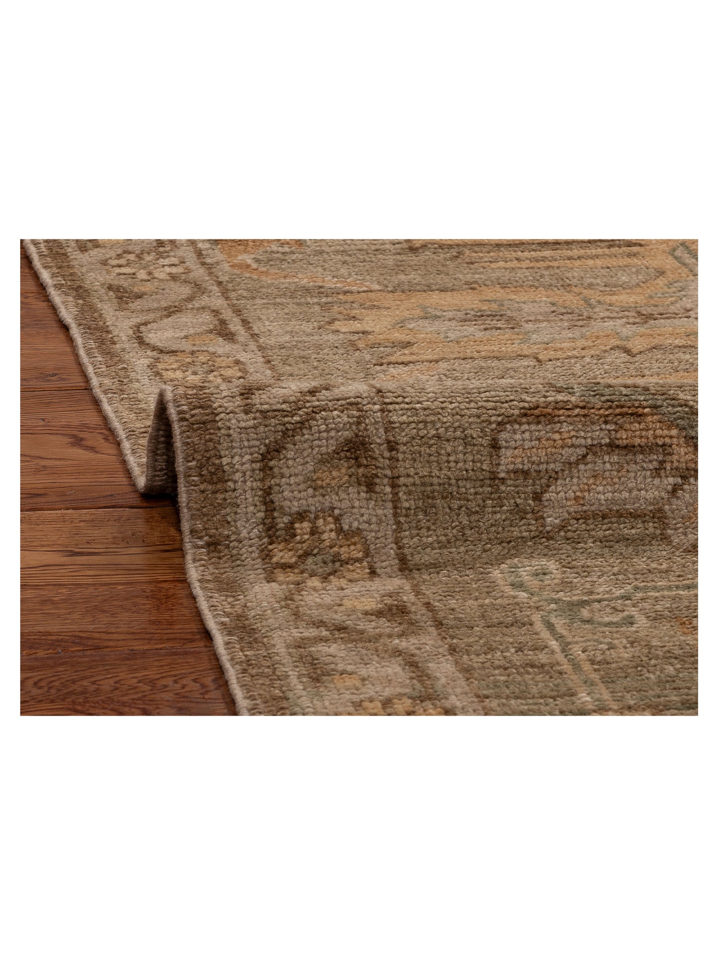 Angora Oushak 105293 Brown Green 14.3x17.3 Hand Knotted Rug