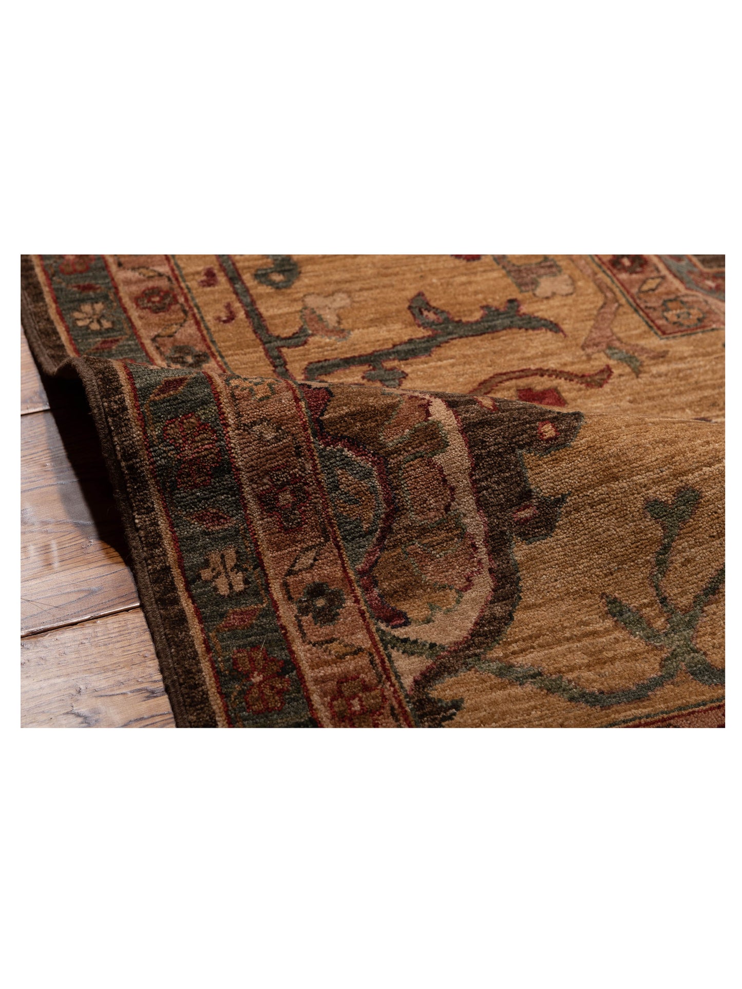 Elvan Nurgul Dark Brown Gold 12x18.4 Hand Knotted Rug