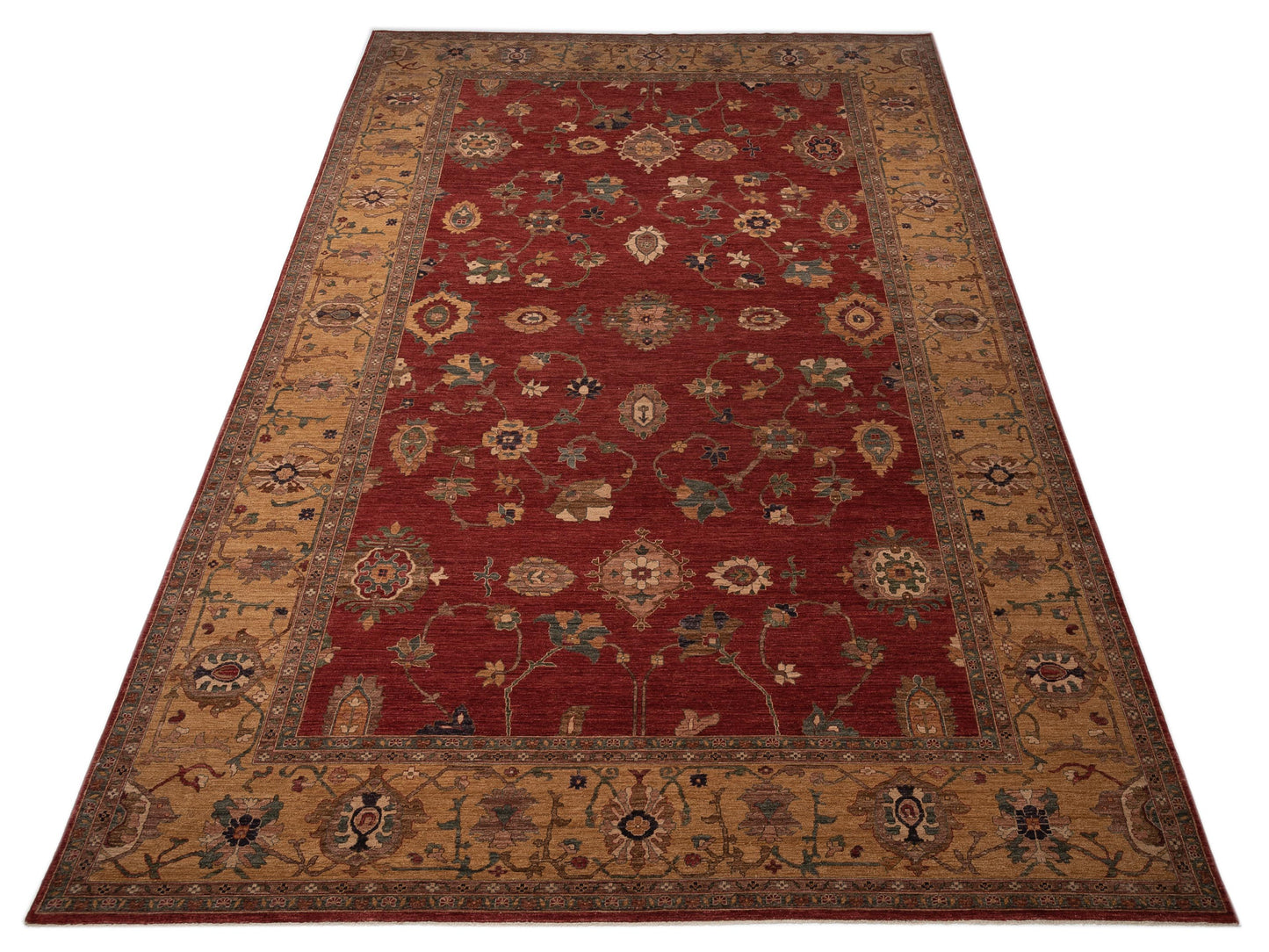 Elvan Nurgul Red Gold 12x18.2 Hand Knotted Rug