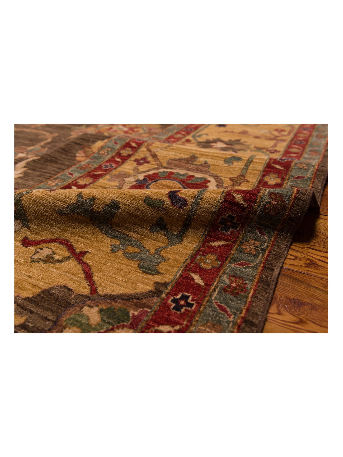 Elvan Nurgul Brown Gold 12.6x17.8 Hand Knotted Rug