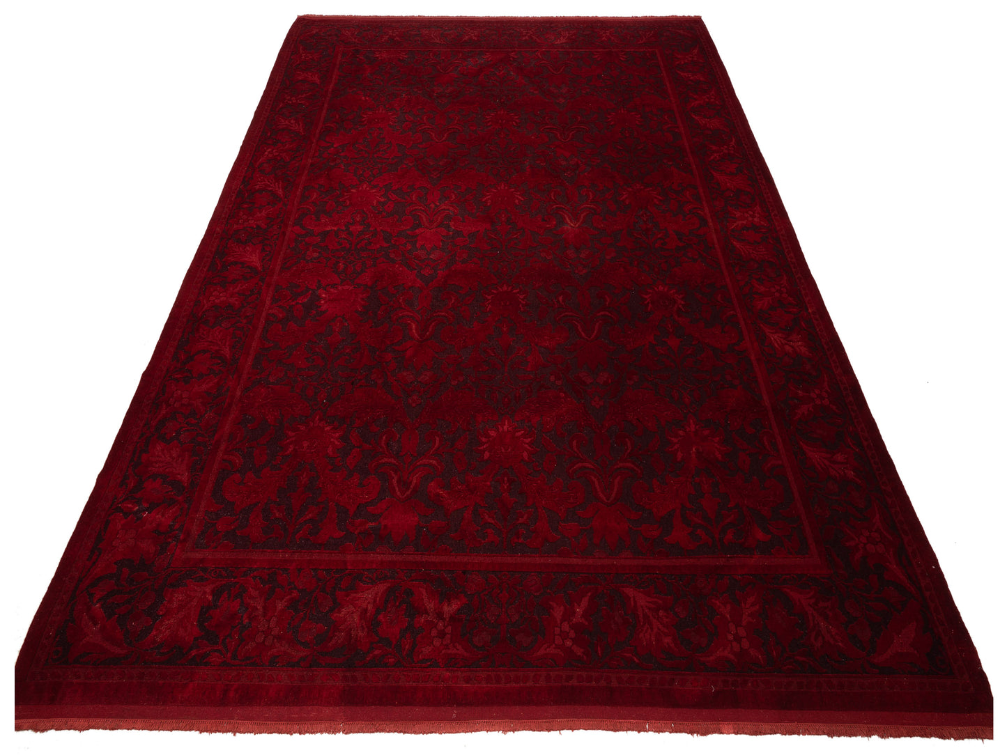 Vintage 106707 Charcoal Red 10x14.4 Hand Knotted Rug