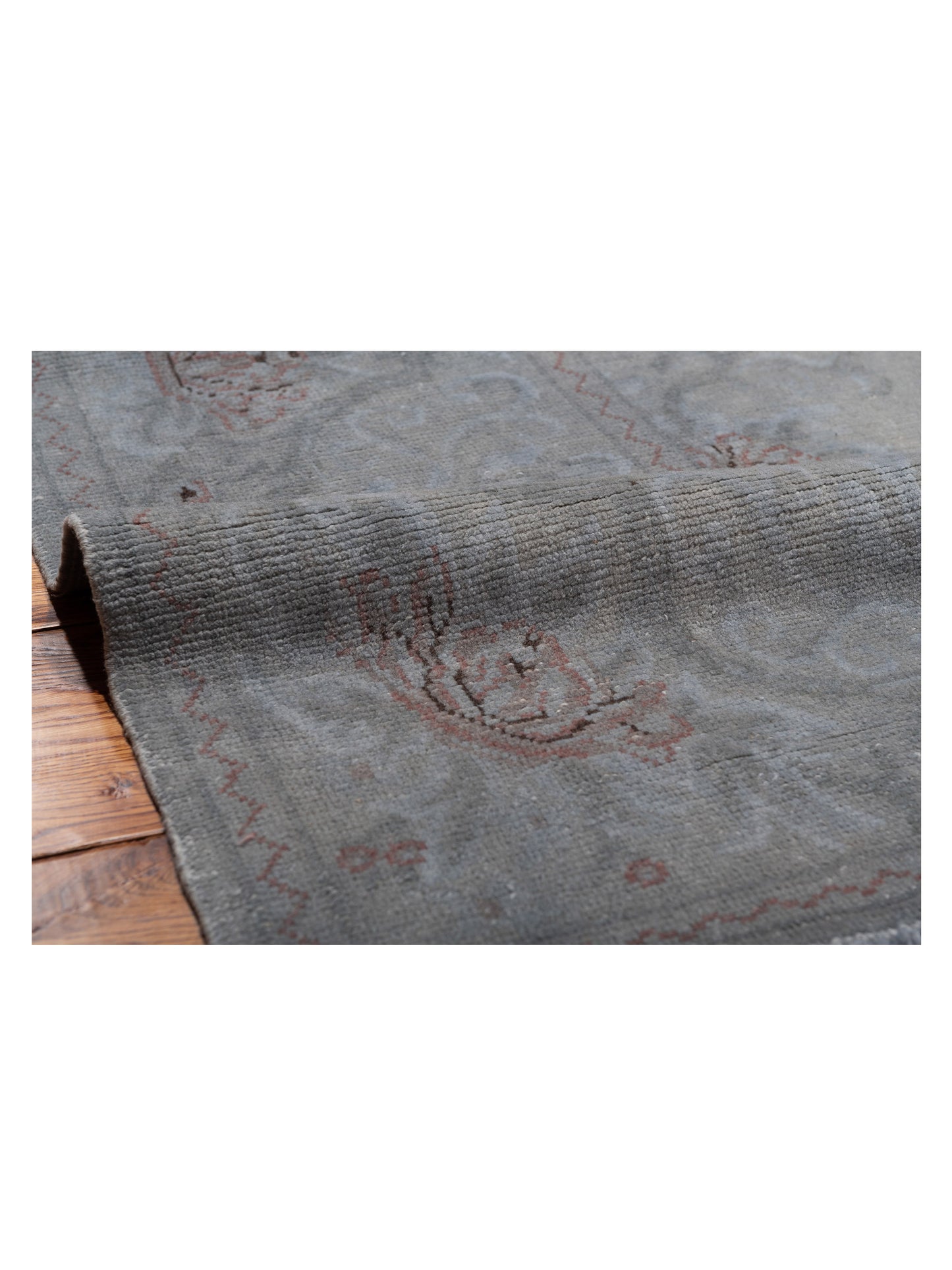 Vintage 107427 Gray 11.11x15.2 Hand Knotted Rug