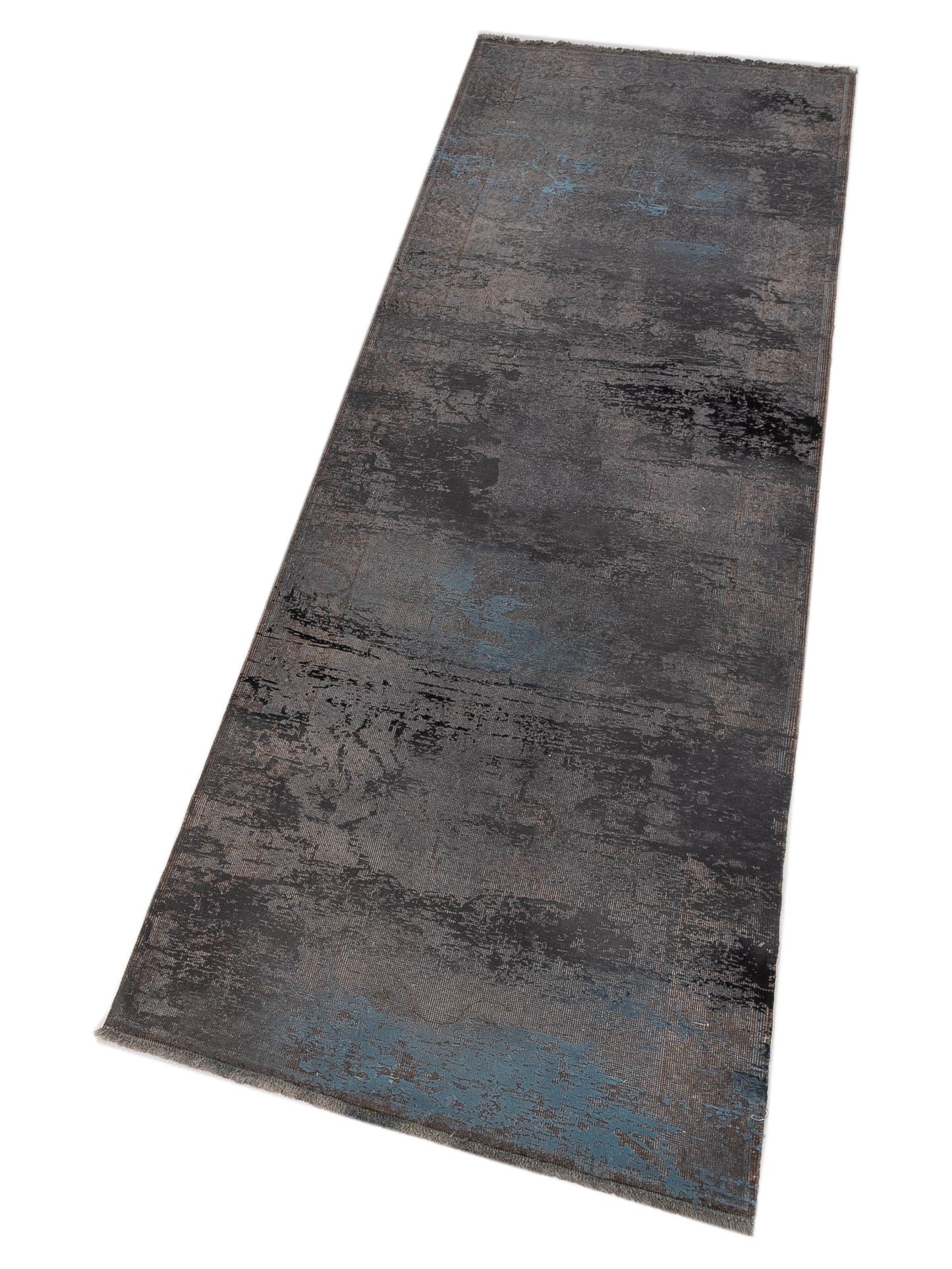 Vintage 107443 Gray Blue 3x9.3 Hand Knotted Rug